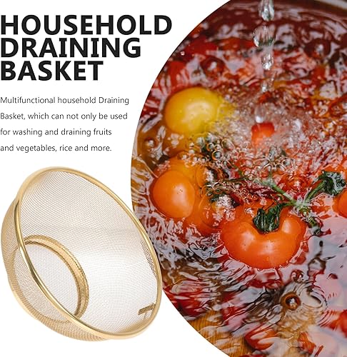 Miniatura 3 de Colador de malla de verduras Colador de acero inoxidable con asa Colador de alimentos Cesta de drenaje de metal para frutas, verduras, pasta, arroz,