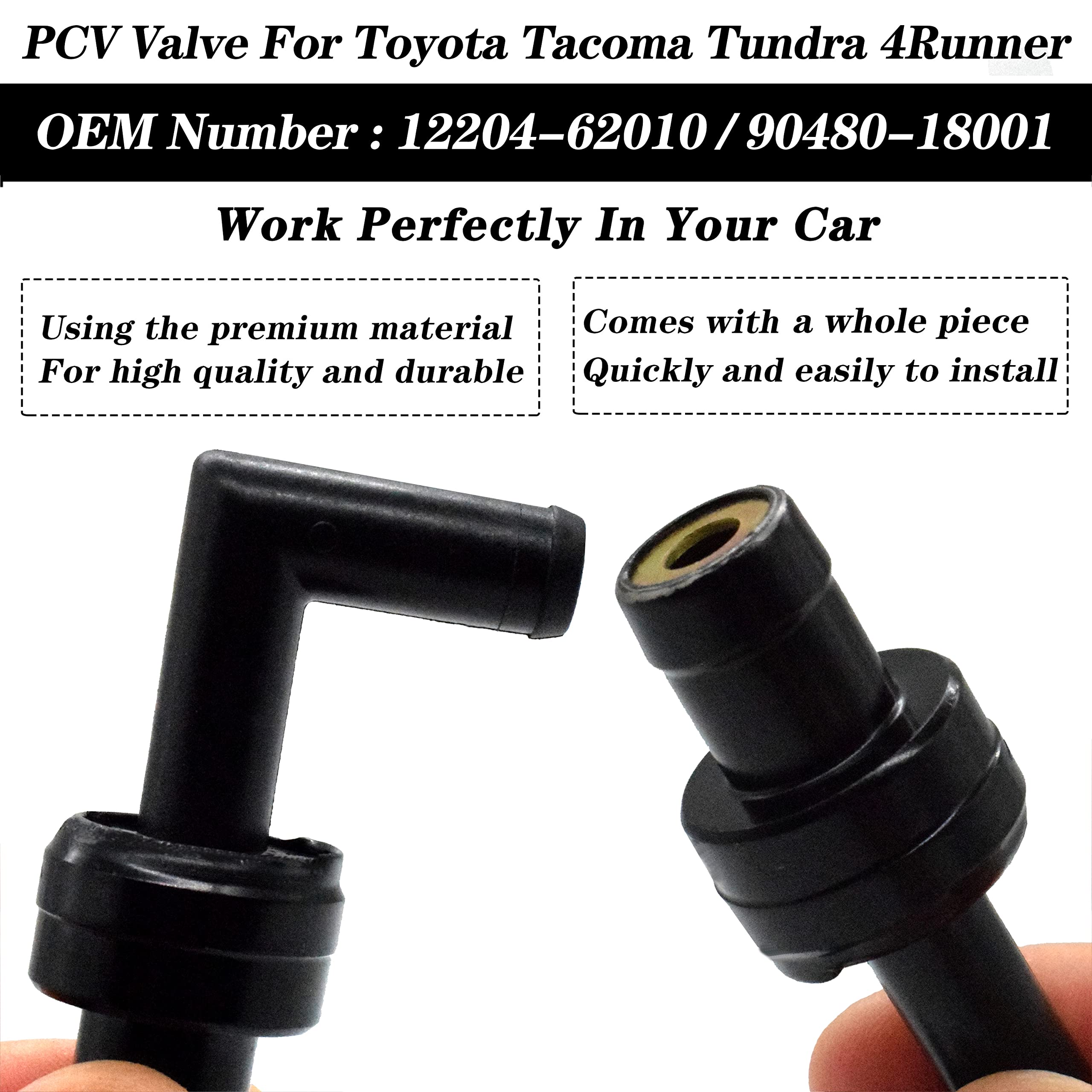 PCV Valve & Hose Kit For Toyota 4Runner, Tundra, Tacoma 3.4L - 90° Angle, OEM 12261-62041 12 thumbnail image