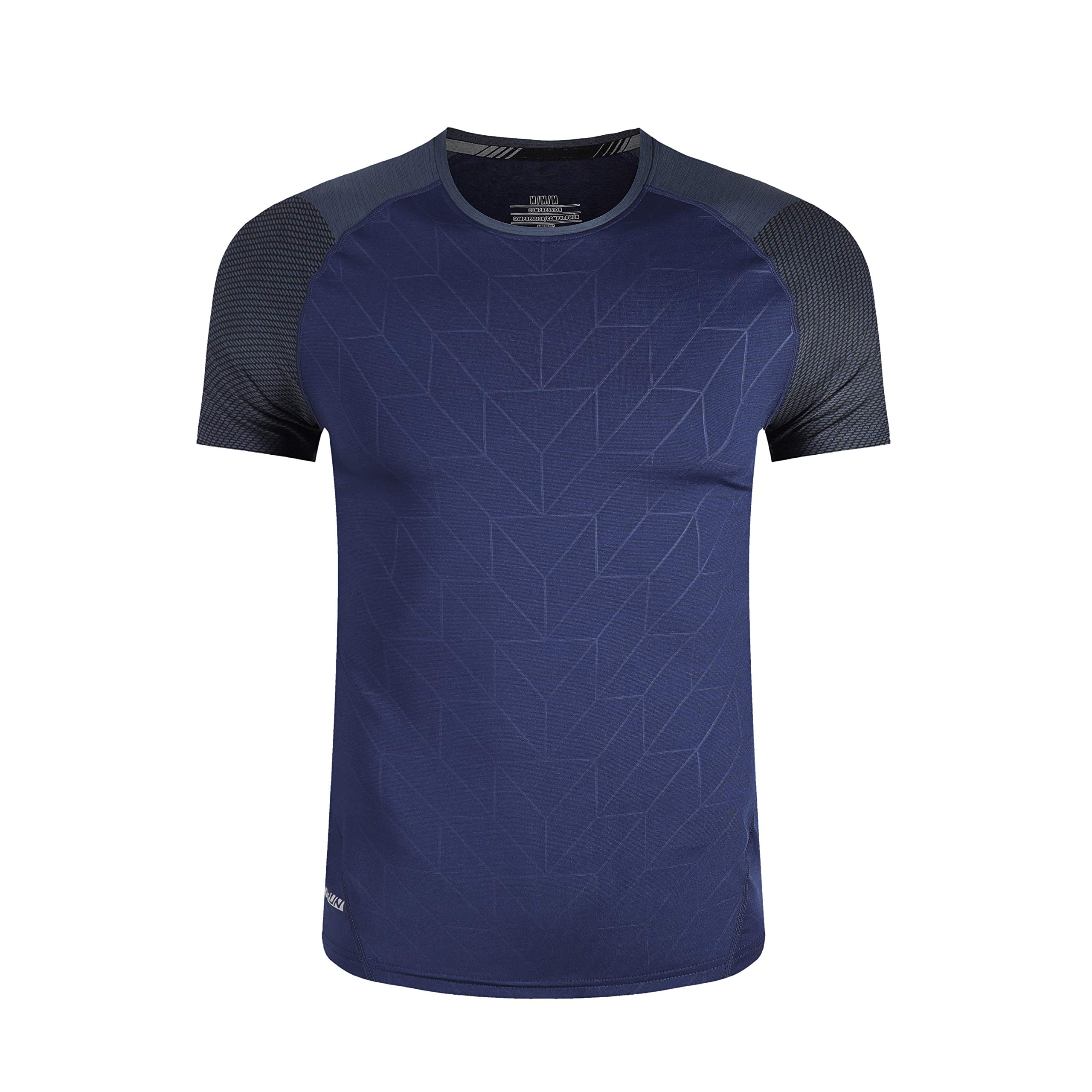 WatlowWatflow Short Sleeve Sport T-shirt Basic Compression for Men Active Quick Dry Crew Neck Athletic Running Gym Workout Lightweight Cool Dry Rashguards Tee Tops