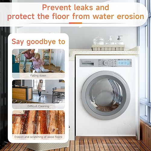 Miniatura 5 de Bandeja para lavadora de 32" x 32" x 2.5" de acero inoxidable 304 de alta resistencia, bandeja para lavadora, bandeja de drenaje para lavadora,