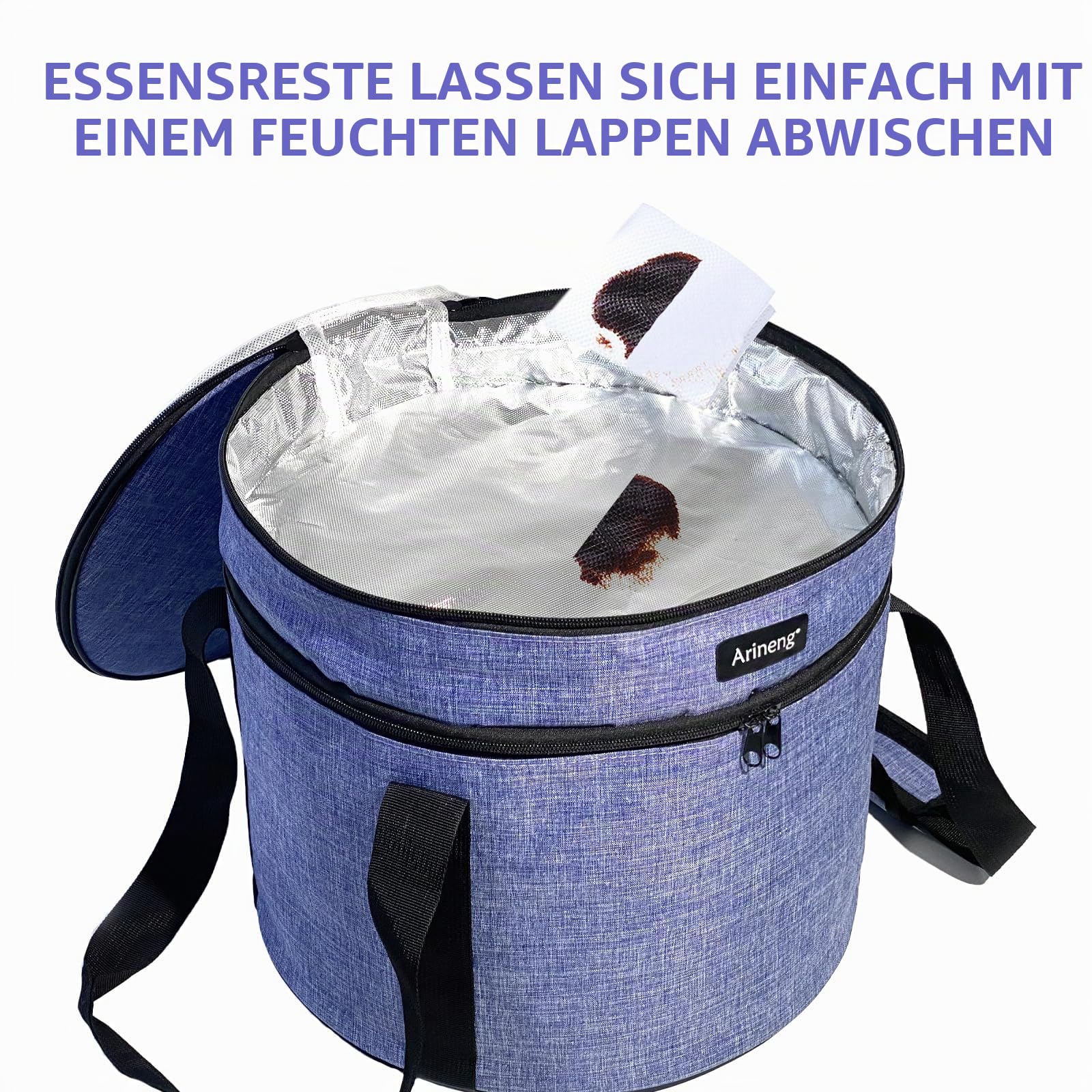 isolierte Kuchen- und Käsekuchenbehälter mit Deckel, Griffen, rutschfestem Heizkissen, Thanksgiving-Geschenke, Violett, 2 Stück