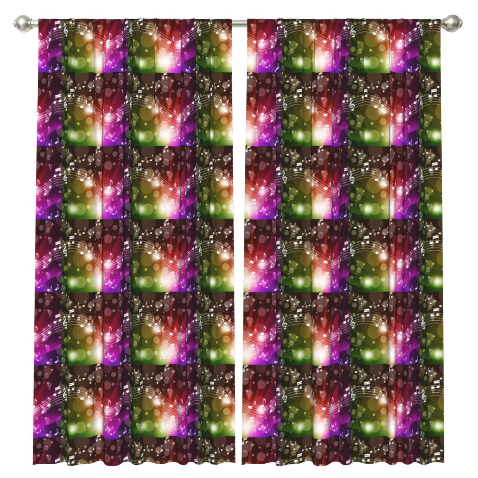 InOmak Music Note Musical Theme, 2 Panels Window Curtains 52 x 84 Inch Blackout Curtains for Living Room Bedroom