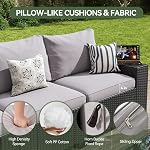 Aoxun Patio Furniture Set, Outdoor Patio Furniture Sets with 4in Thicken Cushion, Widen Armrests Wicker Outdoor Sectional for Backyard