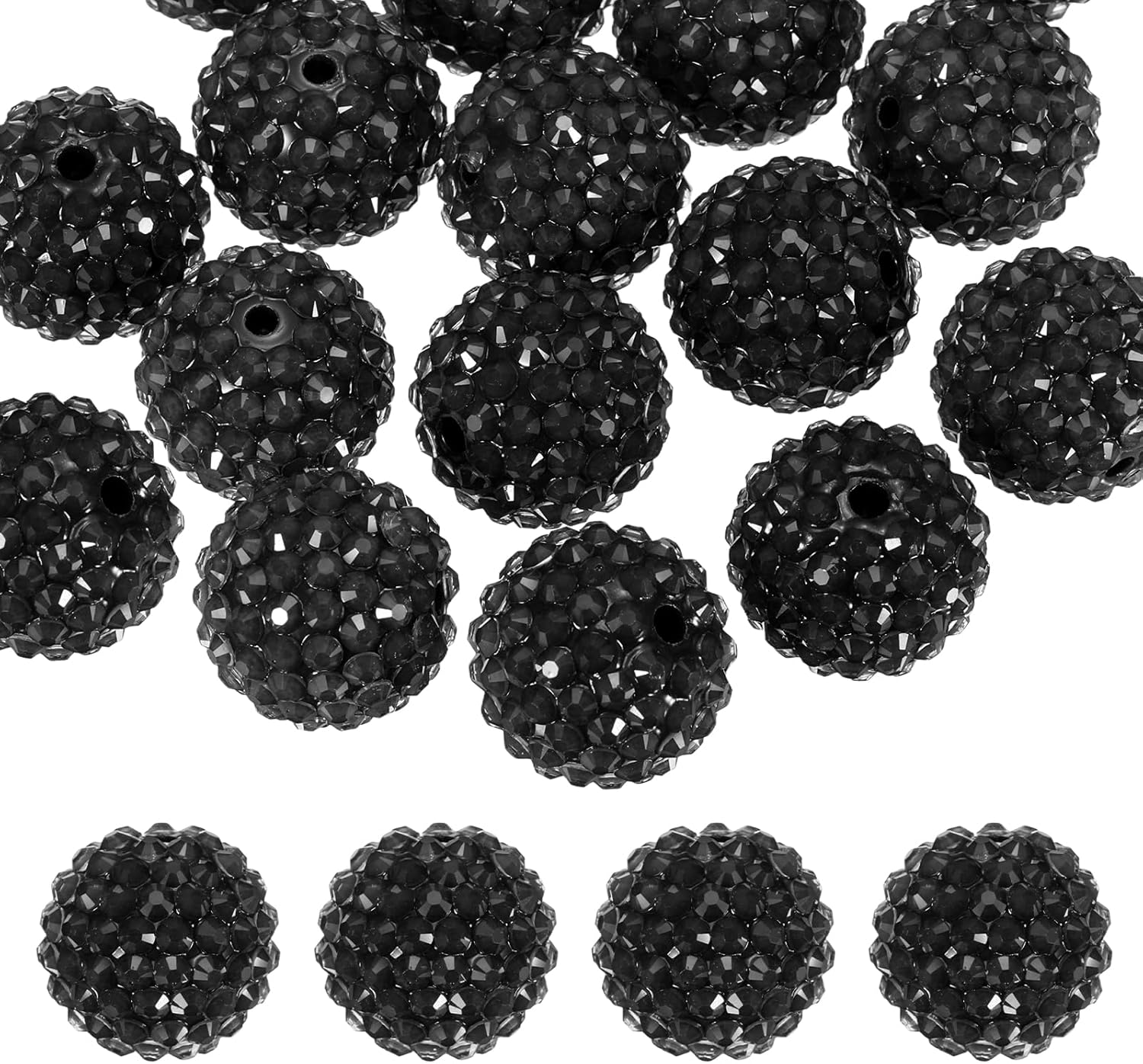 PATIKIL 20mm Resin Rhinestone Beads for Beadable Pen, 20 Pack Ball Disco Sparkly Chunk Round Bubblegum Beads for Beadable Keychain Jewelry Making DIY Craft, Black