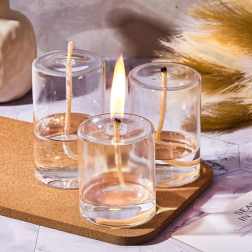 Miniatura 7 de Sumind 3 tarros de vela de vidrio vacíos transparentes, recipientes de vela de aceite, recipientes de vela de aceite, candelabros líquidos, 3