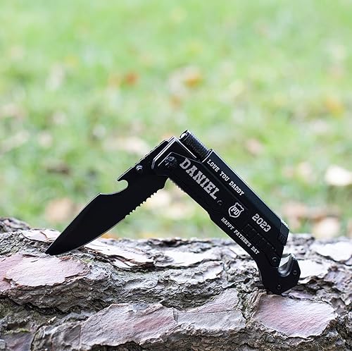 Miniatura 2 de Home and Plan Navaja de bolsillo grabada personalizada, regalo para hombres para el día del padre, negro, cuchillos de bolsillo personalizados,