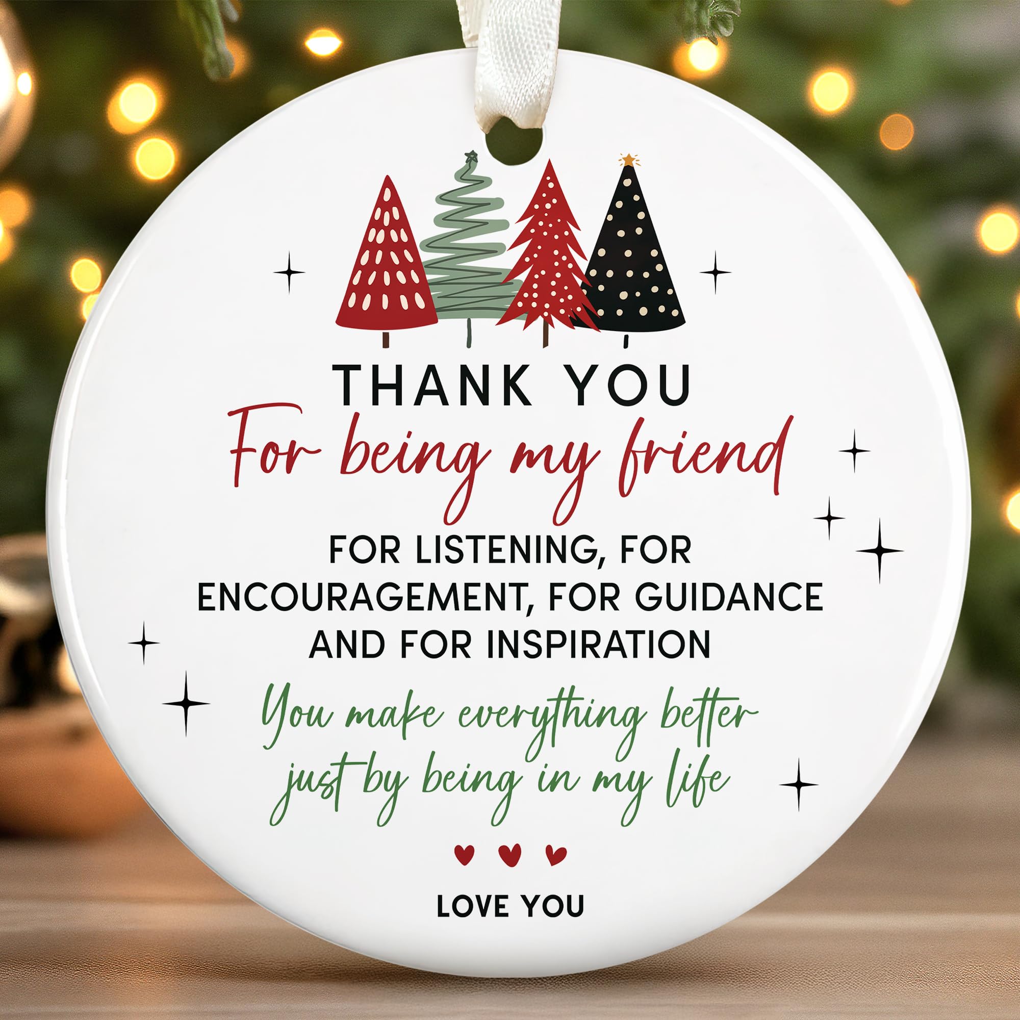 Ornement de besties en céramique pour célébrer une amitié unique à Noël