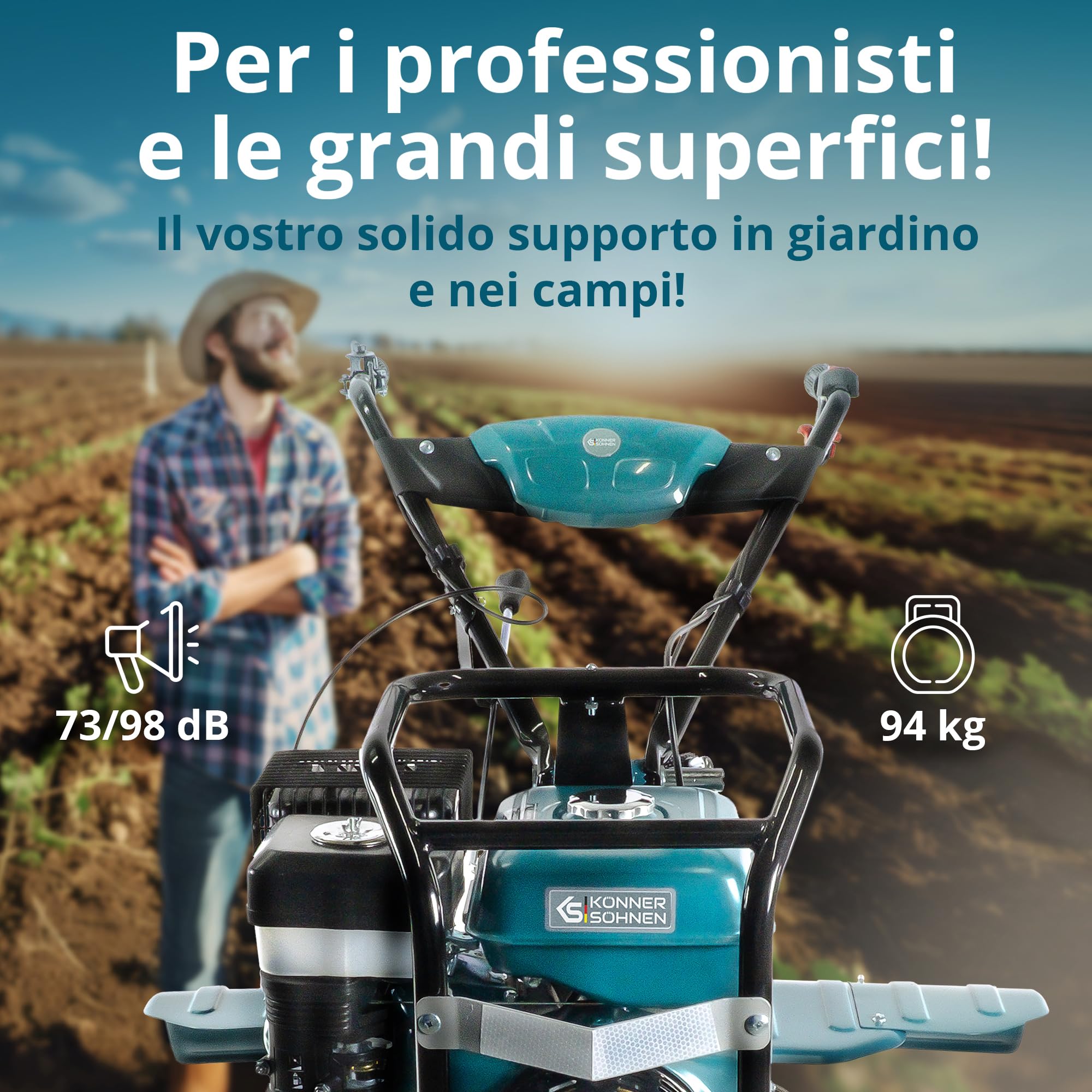 K&S Könner&Söhnen KS 9HP-1350G-3(400) - Zappa a benzina con azionamento diretto, fresa per giardino, fresa a sega forgiata,3 marce in avanti, 1 retromarcia, 9,0 PS