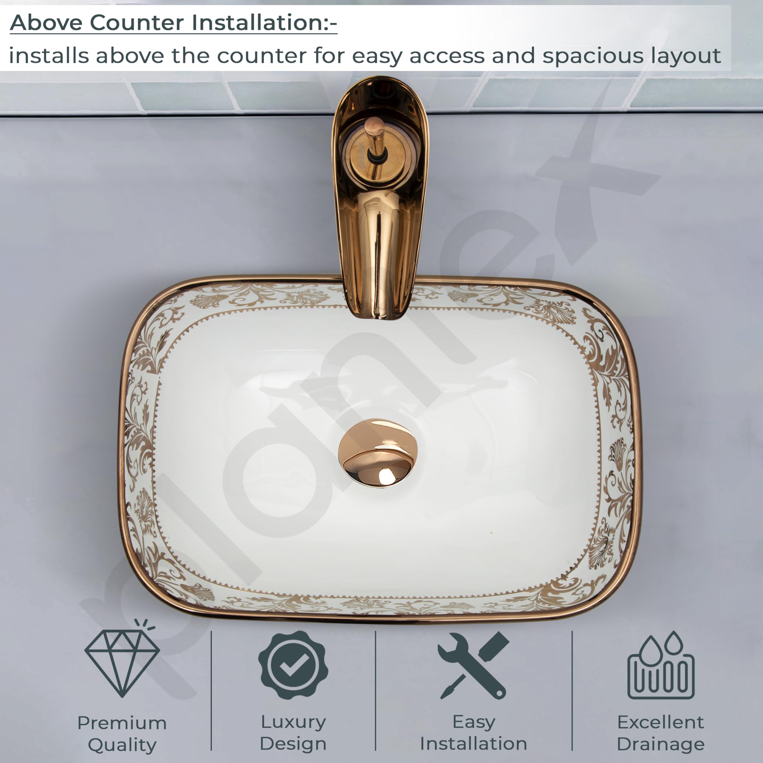 Plantex Ceramic Basin for Bathroom/Table Top Ceramic Wash Basin/Washbasin for Bathroom (14 x 10 x 5 Inch) 3