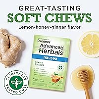 Vista 4 de De los creadores de Dramamine, Advanced Herbals, masticables de jengibre, masticables blandos para aliviar náuseas sabor a limón-miel-jengibre, 40