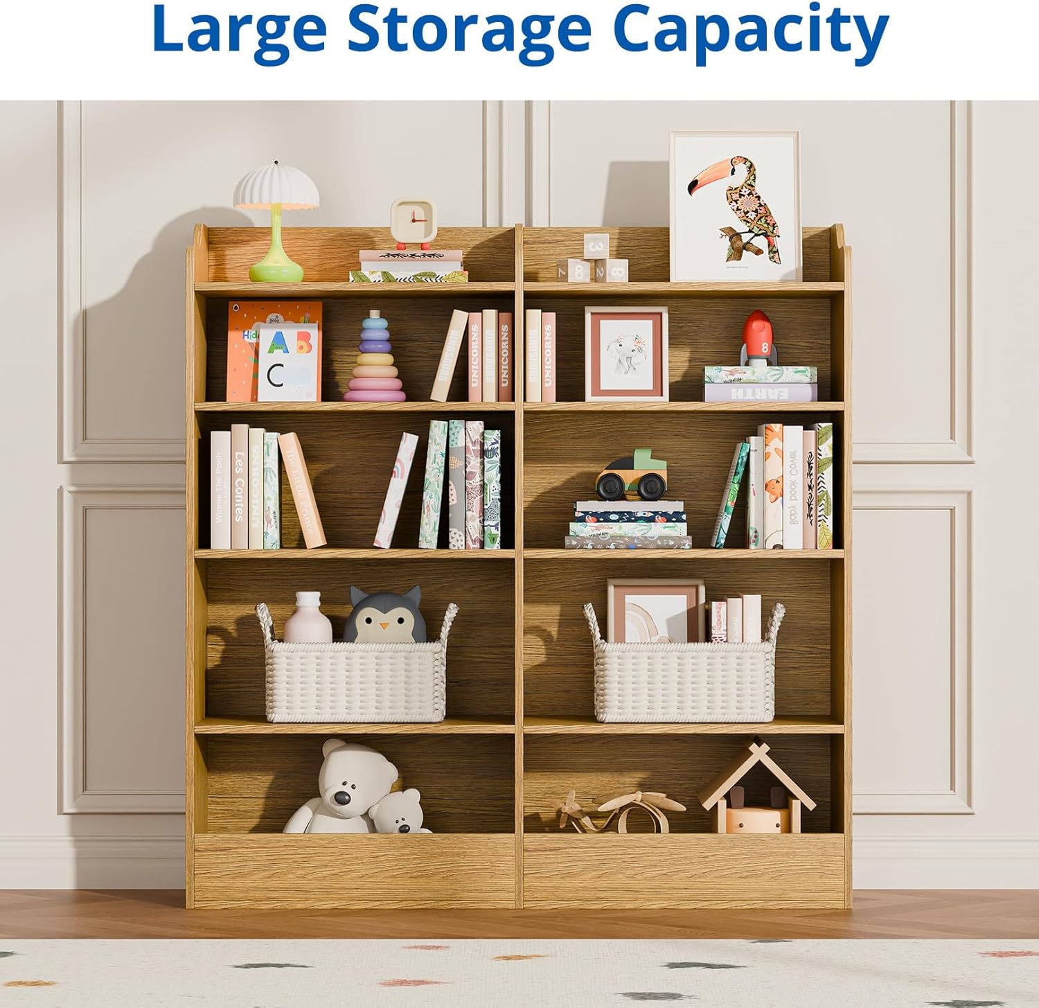 Cozy Castle Storage Organizer, 5 Tier Office Bookshelf, 10 Cube Bookcase Storage Cabinet for Living Room，Office (Natural)