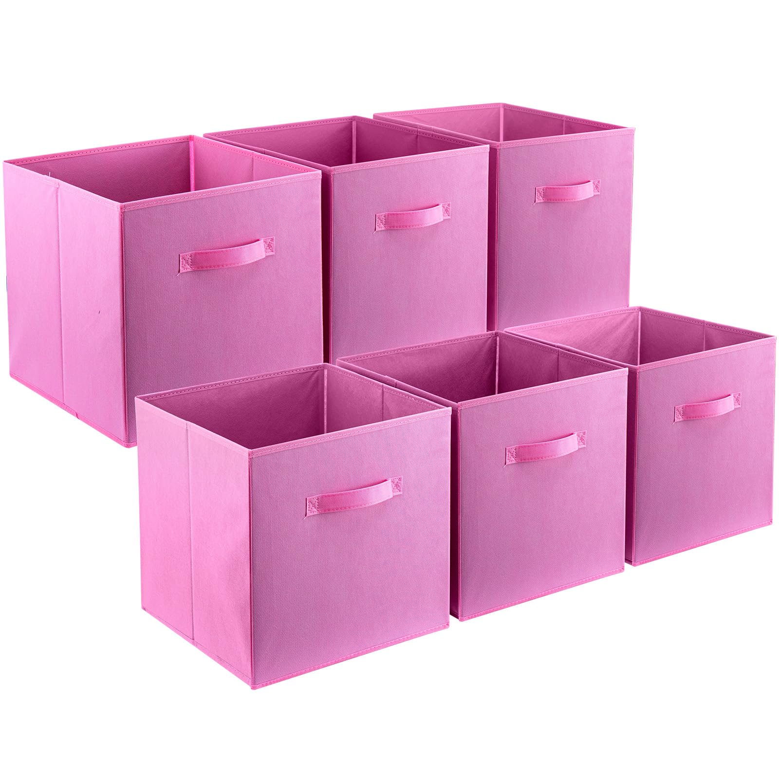 YWMEAC 6Pcs Foldable Home Storage Boxs, Fabric Cubes Organiser Folding Box for Clothes Books Storage Bins/Pink/33 * 33 * 34Cm