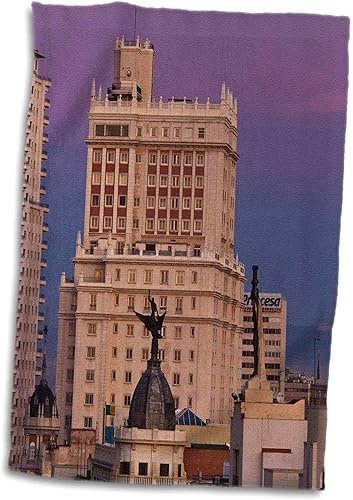 3dRose Toalla de mano 15x22 - España, Madrid, Gran Vía y Edificio España - EU27 WBI0668 - Walter Bibikow Madrid