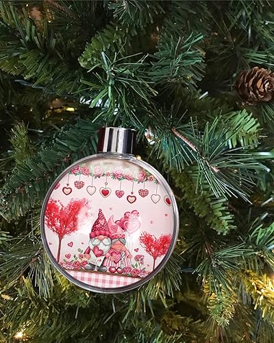 Miniatura 6 de Bolas de Navidad para árbol de Navidad decoraciones de Navidad inastillables para el día de San Valentín gnomo rosa parejas corazones árbol rosas