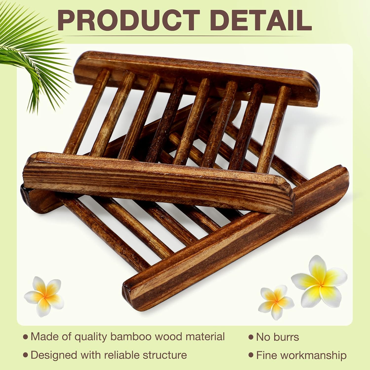 Honeydak 30 Pcs Bamboo Wood Soap Holder Wooden Soap Dish Tray Bathroom Wooden Sponge Case Handmade Bathtub Shower Dish Accessories for Home Sponge Scrubber(Charcoal)