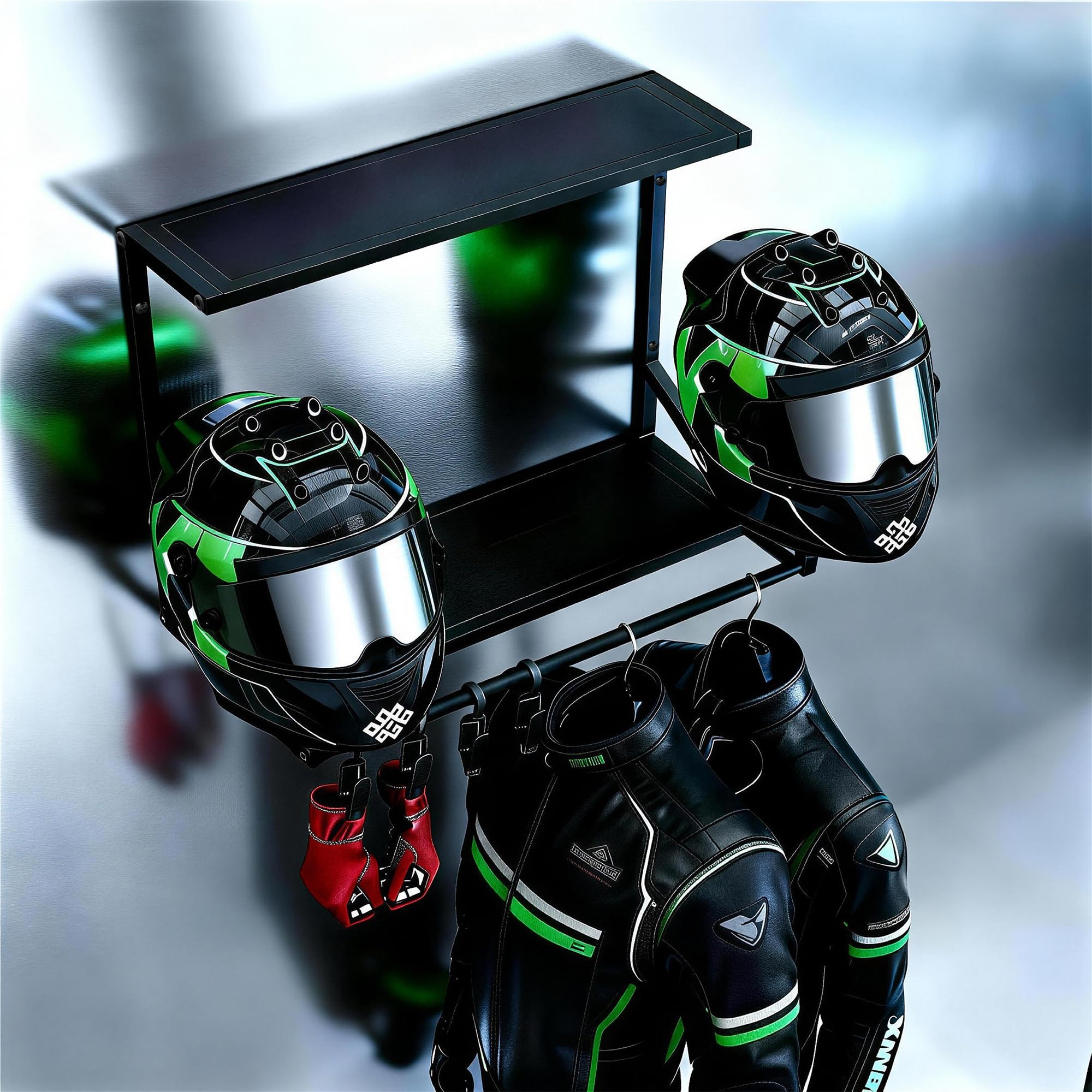 Uchwyt ścienny na kask, uchwyt na kask motocyklowy, stojak na kask z 4 haczykami, wytrzymały uchwyt ścienny ze stali do kasków piłkarskich, uchwyt na kask do jazdy na motocyklu