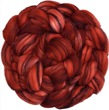 خيوط ميرينو فائقة النعومة مصبوغة يدويًا للغزل والتلبيد. 1 أونصة قرمزية
