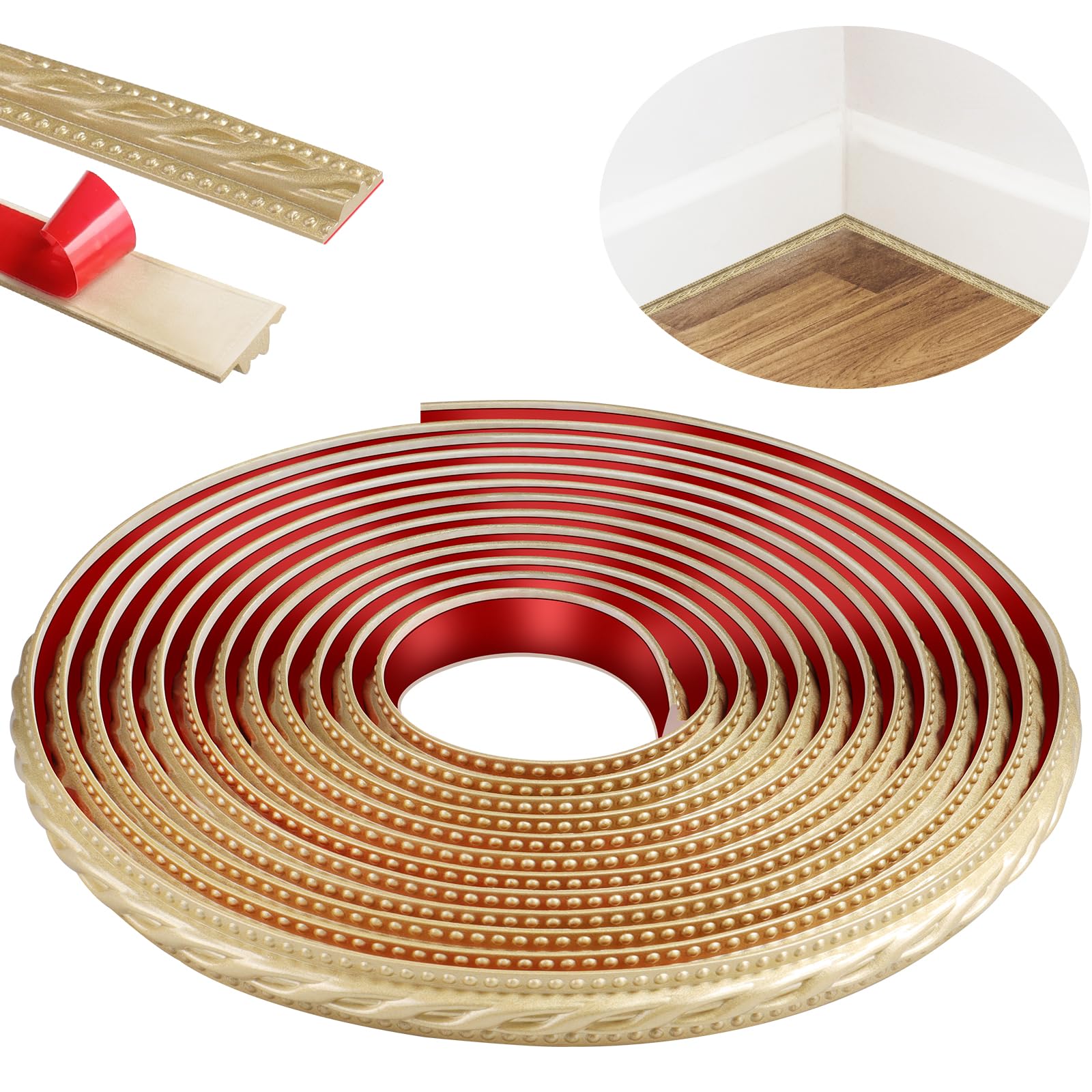 Ztvowto Champagne Gold 600Cm Self-Adhesive Moulding Trim, Peel And Stick Ceiling Coving,3D Wall Trim For Mirror Frames, Furniture, Door Frames, Ceilings, Home Decoration(Champagne Gold)