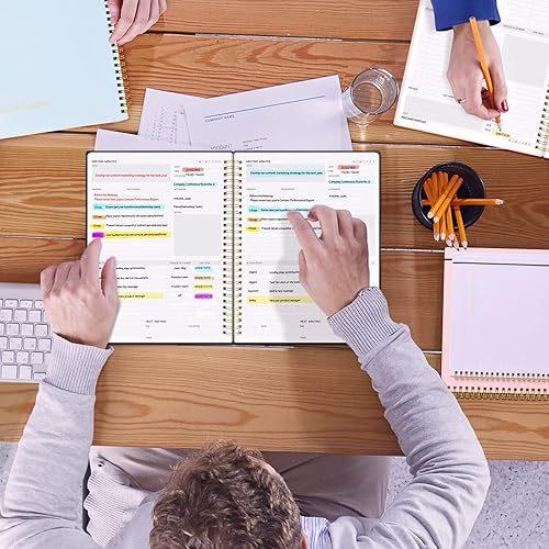 Miniatura 8 de SUNEE Cuaderno de reuniones para el trabajo con pestañas adhesivas, 160 páginas, planificador de proyectos de tamaño B5, cuaderno organizador de