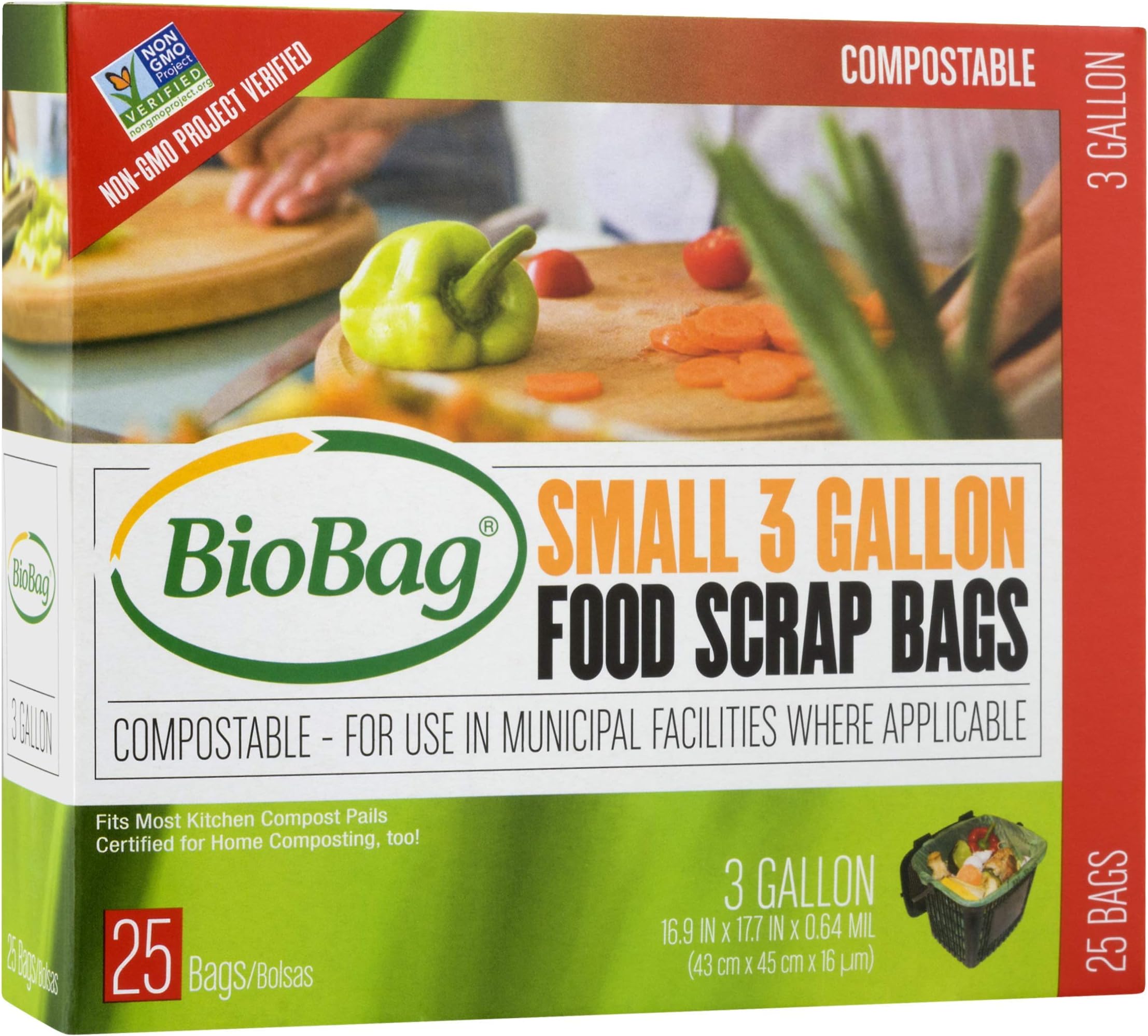 Food Waste Compostable Bags, 3-Gallon