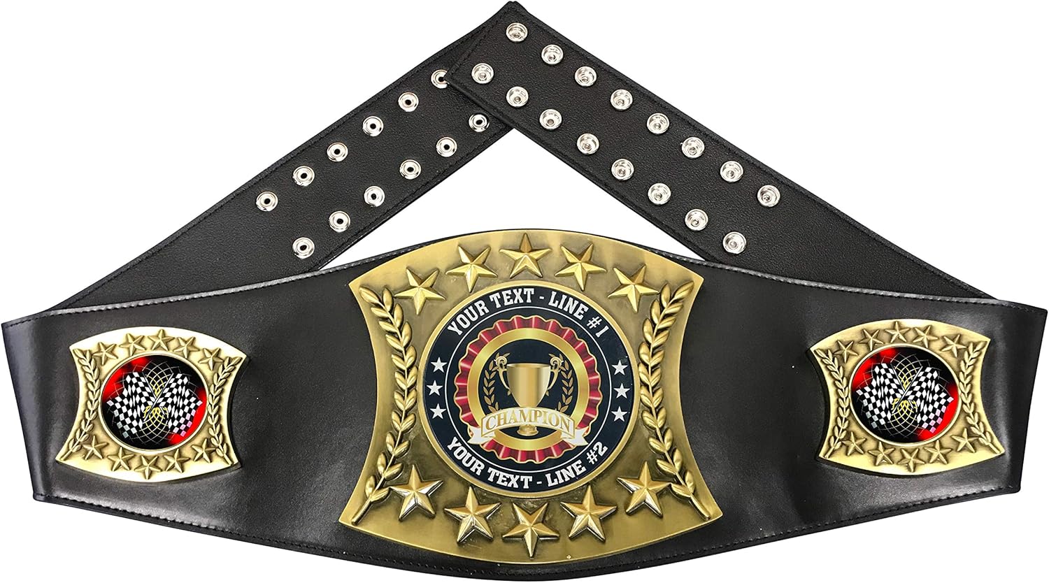 Express Medals Custom Auto Racing Flags Trophy Personalized Championship Leather Belt FCL436