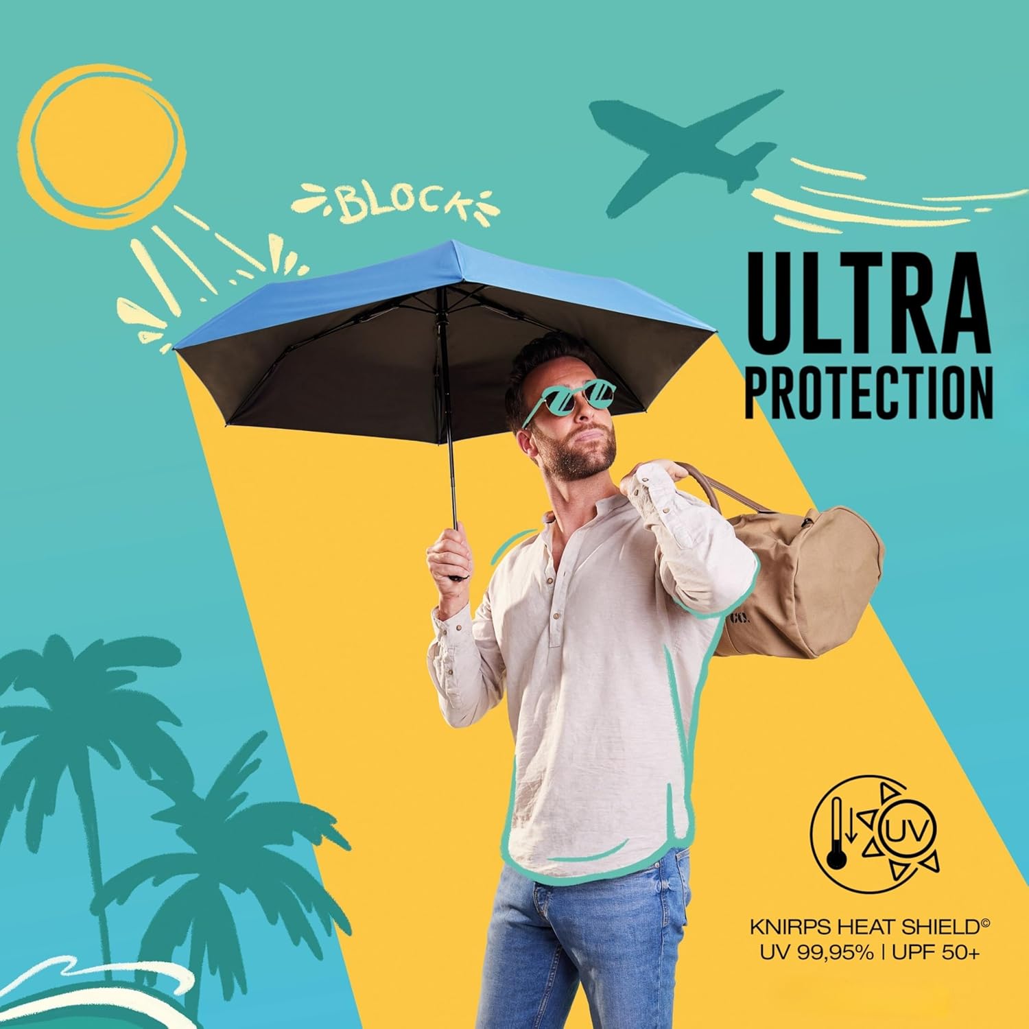 Knirps U.200 Ultra Light Duomatic Automatic Open Rain Umbrella - Compact Windproof Travel Umbrella for Adults - 97cm Diameter Retractable With Carrying Case - Image 5
