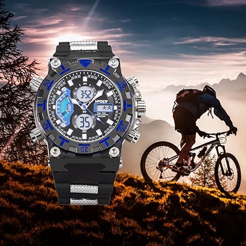 Miniatura 2 de SIBOSUN Relojes deportivos para hombre, reloj militar multifuncional, cronómetro, resistente al agua, gran cara, LED, reloj de pulsera digital