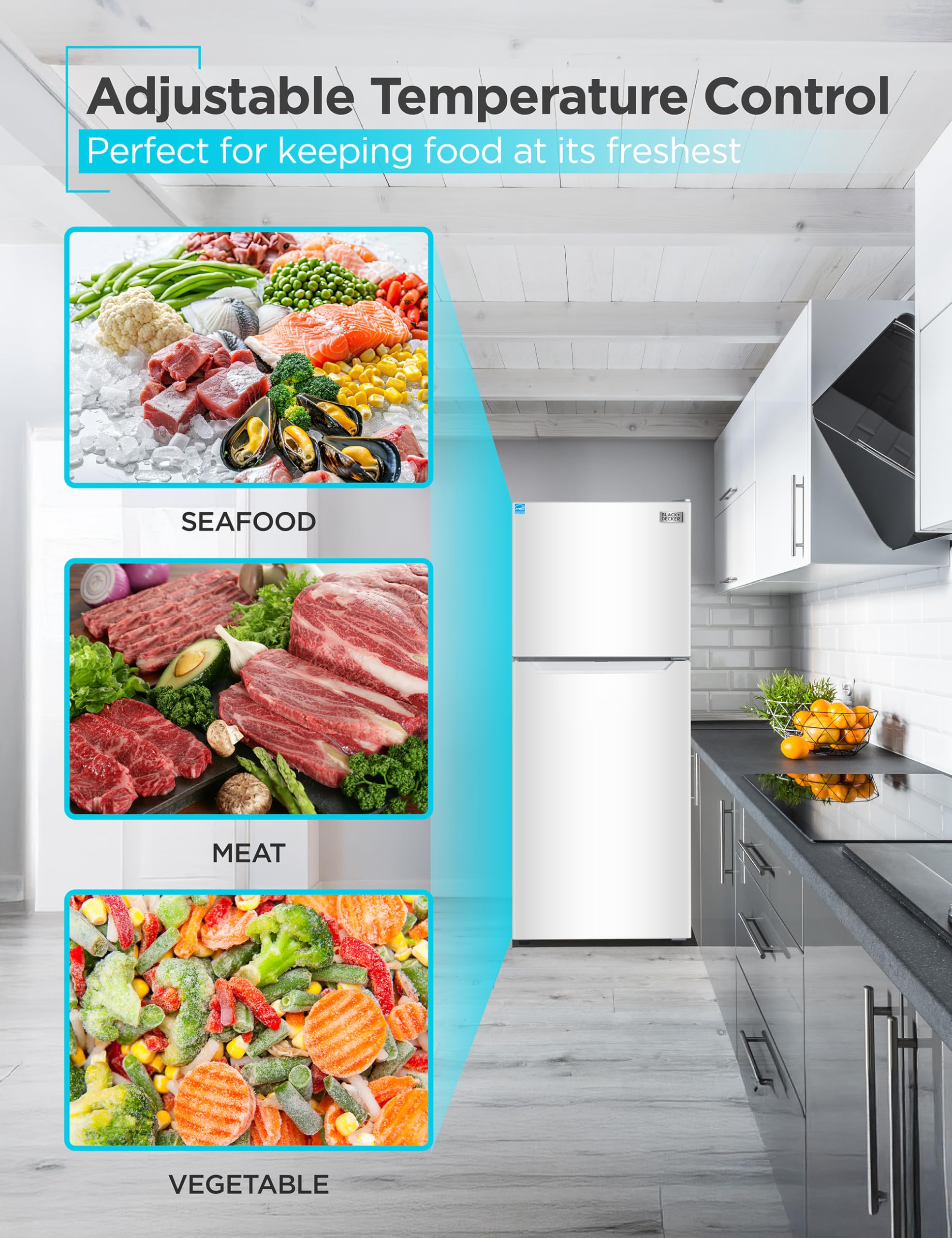 BLACK+DECKER 10 Cu. Ft. Top Mount Refrigerator with Freezer, 2 Door Refrigerator with Top Freezer and Adjustable Temperature Control, ENERGY STAR, BR1000HW, White on Fridge.com