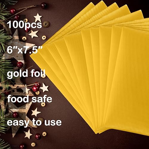 Miniatura 2 de Whaline 100 envoltorios de papel de aluminio dorado para dulces de chocolate con respaldo de papel grueso para manualidades, hogar, cocina,