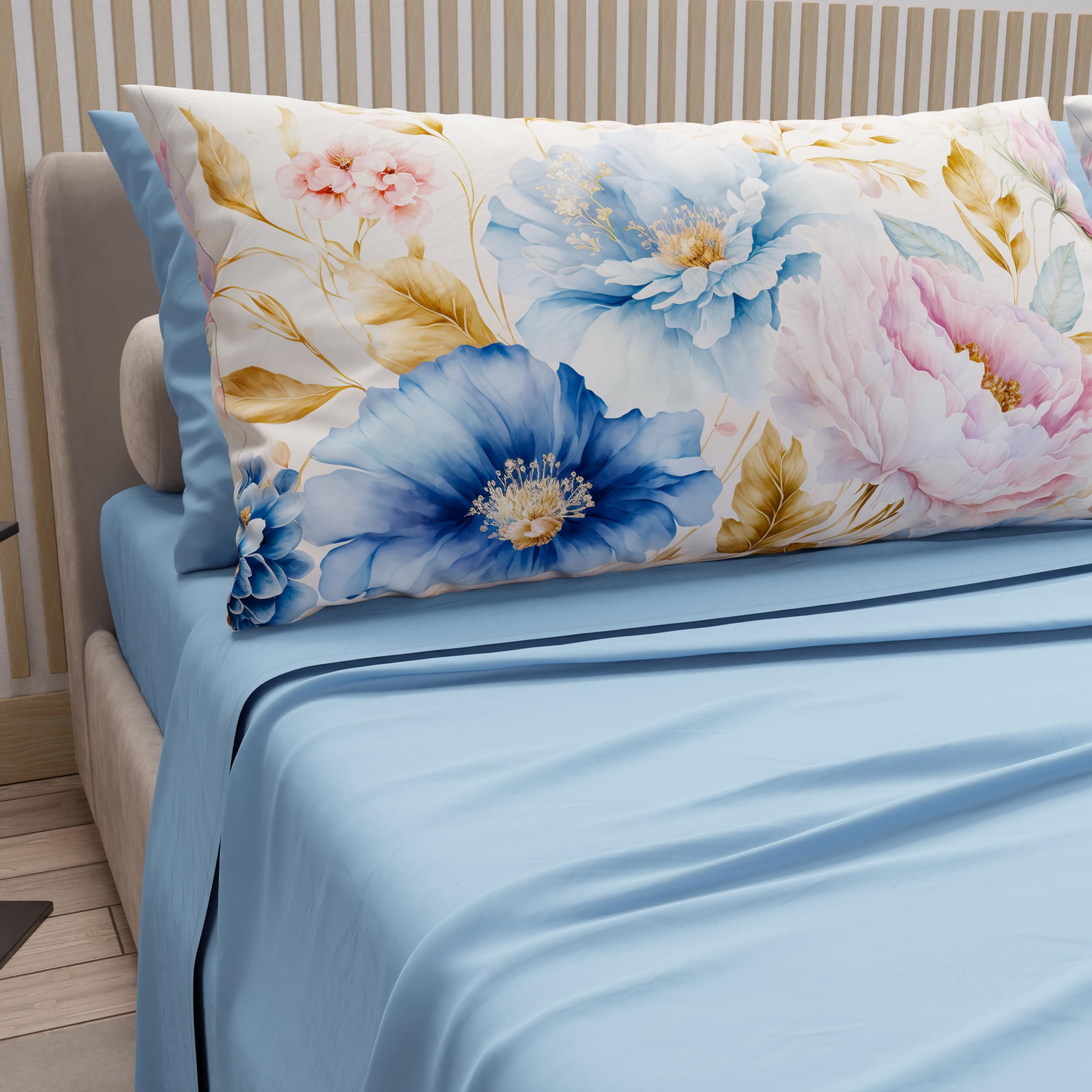 PETTI Artigiani Italiani - Cotton Sheets with Pillowcases in Digital Print, Double Bed Sheet, Marseille, 100% Made in Italy