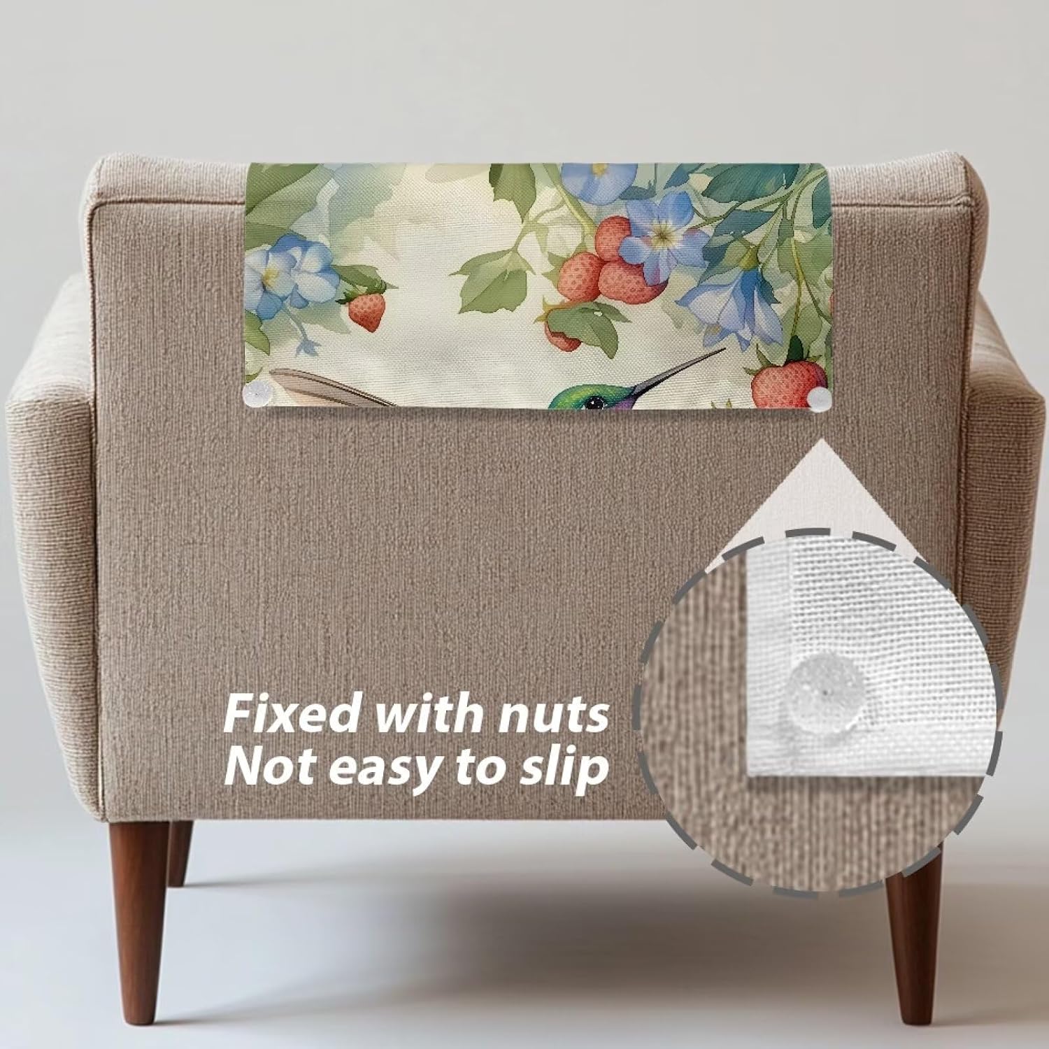 Hummingbird Strawberry Recline Chair Headrest Cover Lightweight Headrest Protector for Sofa Couch Loveseat Furniture Headrest Protector 26.18 * 16.53 inches (10 Twist pins) Easy to Install