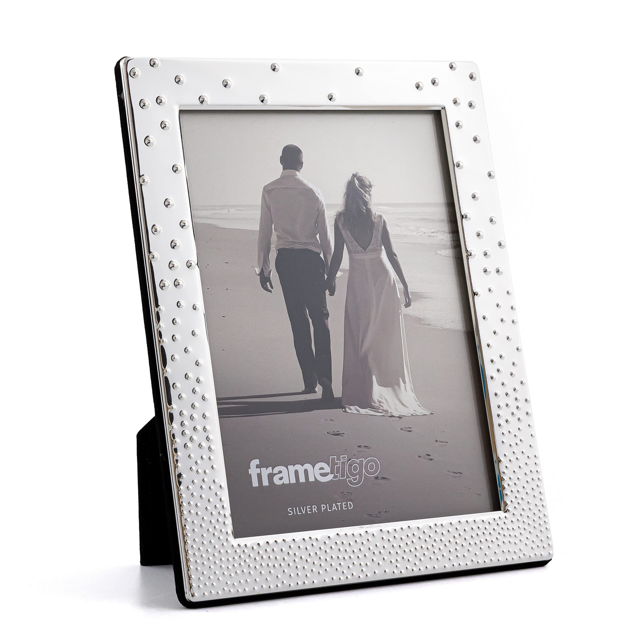 Frametigo, Silver Plated Dazzle Bubble Photo Frame, 6"x8" (15x20cm) Photo Size, Velvet Frame Backing & Stand