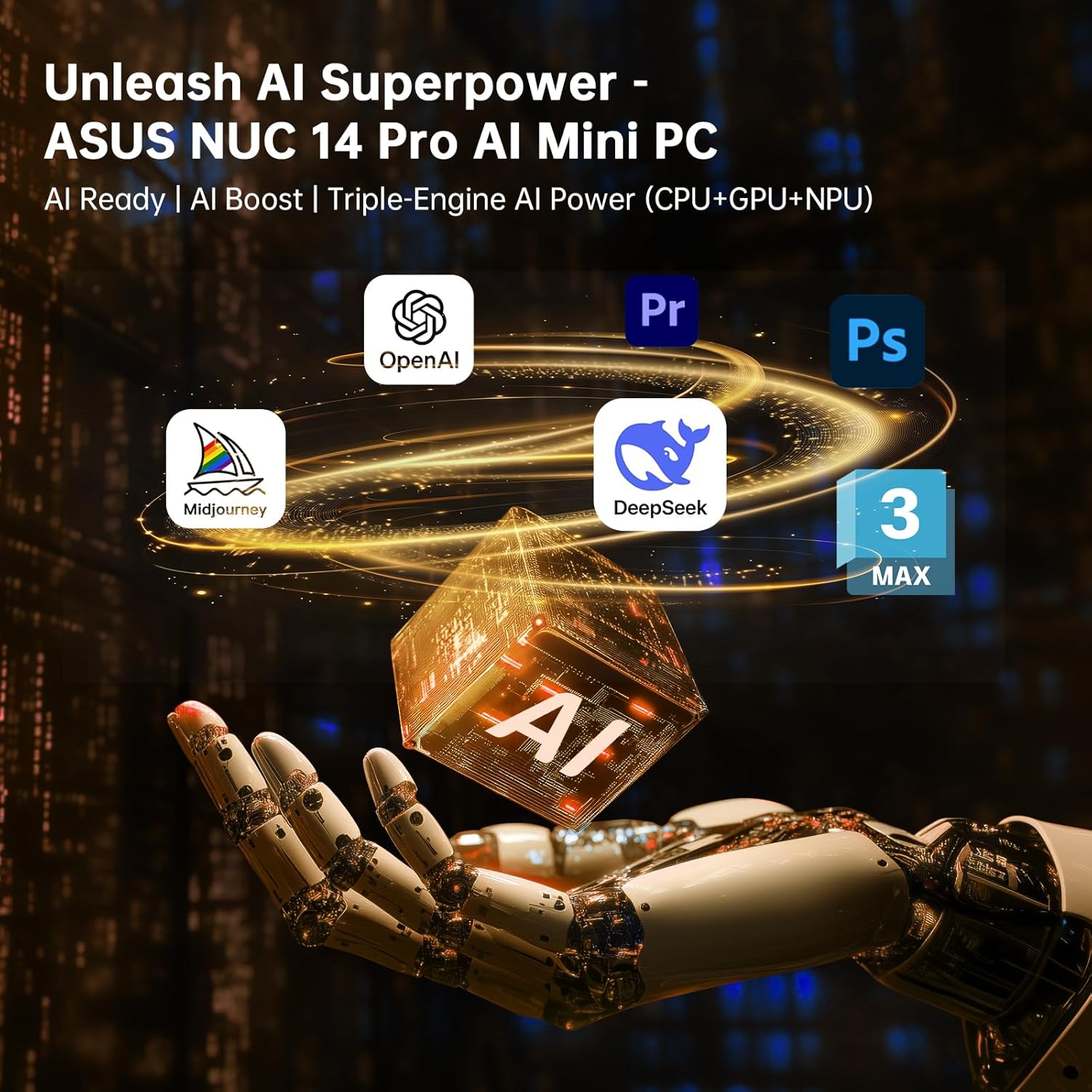 ASUS NUC 14 Pro Mini Computers, Intel Ultra 5 125H (14C/18T, Up to 4.5GHz), Small Desktop PC 64GB DDR5 RAM, 2TB PCIe SSD, Win 11 Pro, Intel Arc GPU, Thunderbolt 4, WiFi 6E, BT 5.3, 8K/Quad 4K HDR