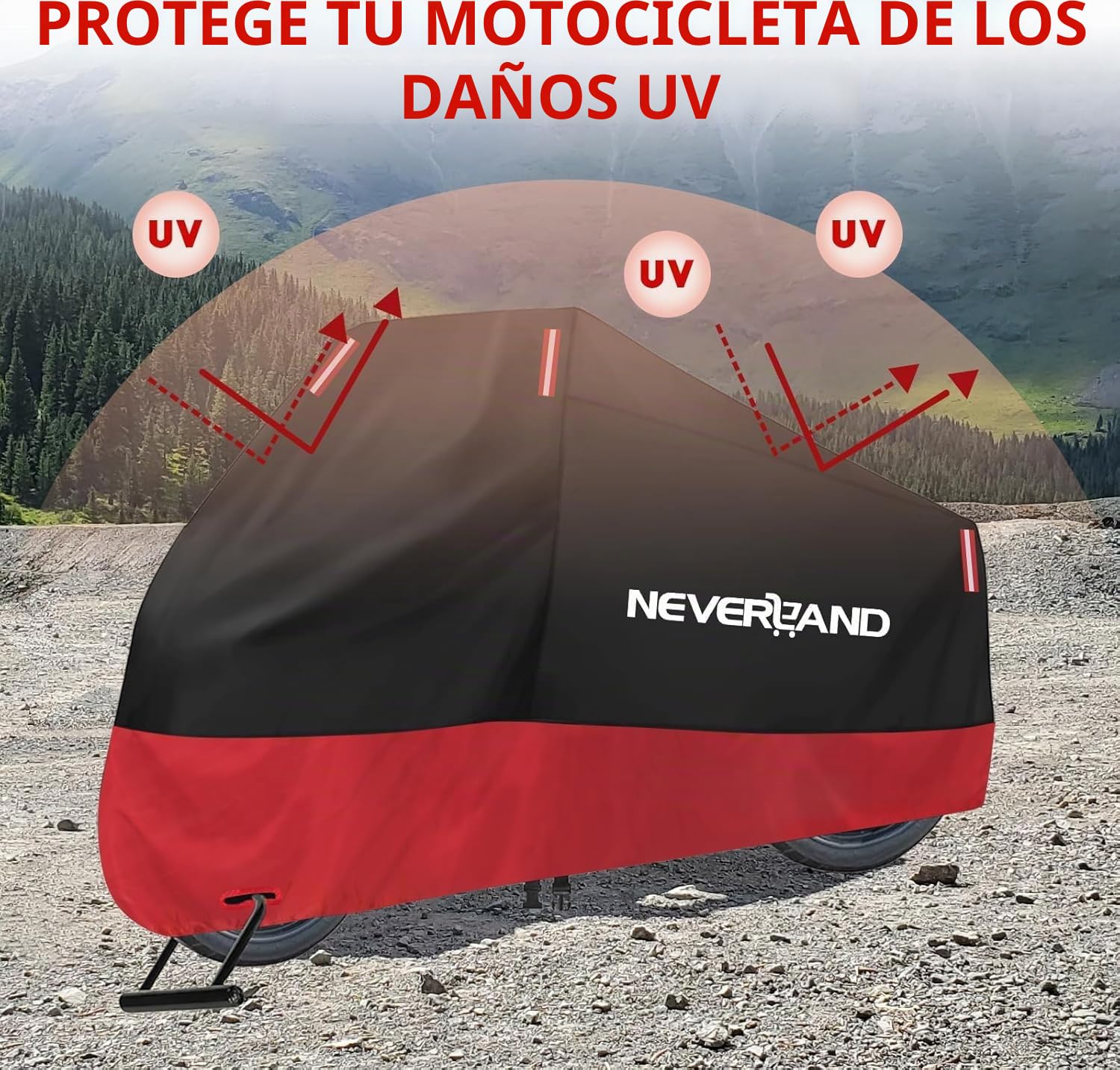 NEVERLAND Funda para Moto Curbe Moto 210D Oxford Funda de Moto Impermeable Cubierta Protectora con Banda Reflectante a Prueba de Sol Lluvia Polvo Viento Nieve 220 * 95 * 110 CM