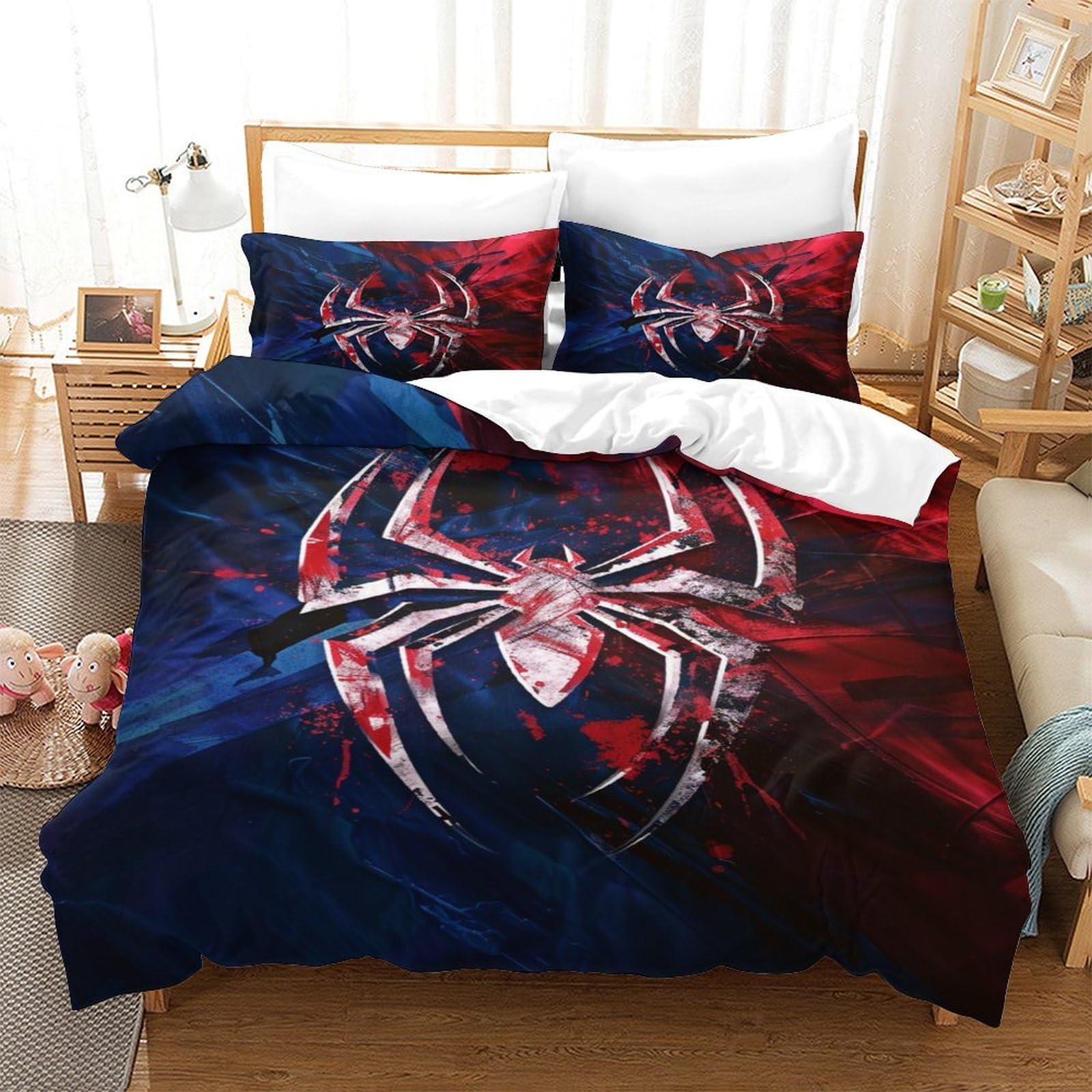 TNFHSOFT Spider 3D Duvet Set Soft Cosy Bedding Set Quilt Cover 3 Piece Pillowcase DDD Bedding Set Bedding Single（140x200cm）