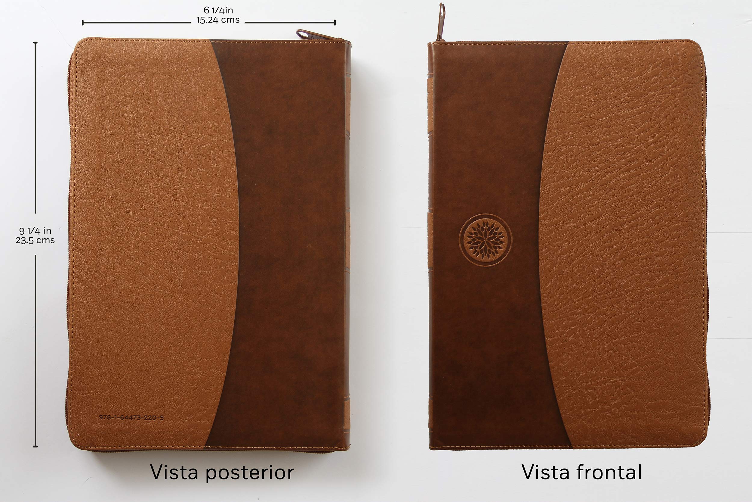 Biblia Reina Valera 1960 Tamaño grande, letra grande piel canela con cremallera / Spanish Holy Bible RVR 1960. Large Size Large Print Brown Leather ... Cremallera, con Imágenes De Tierra Santa