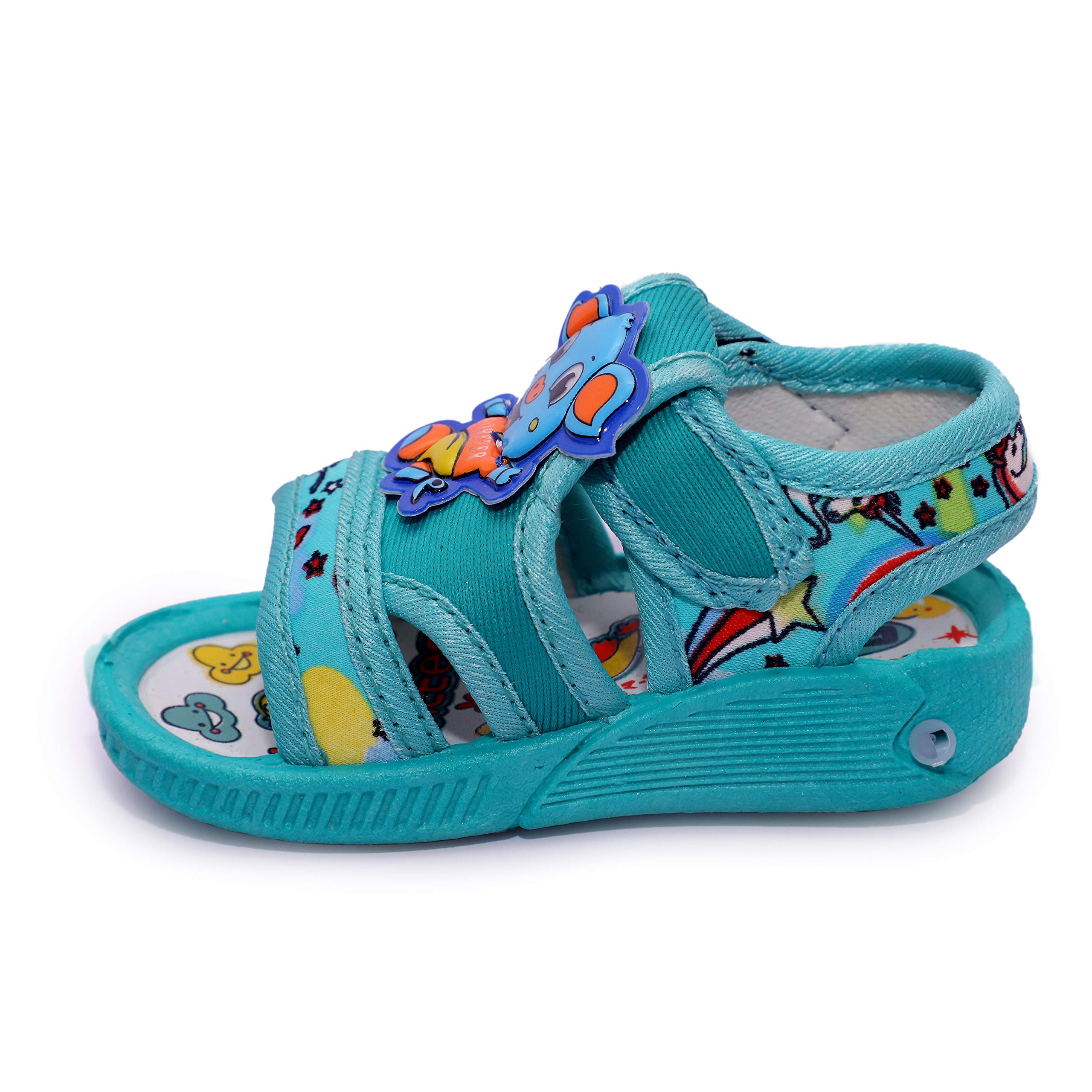 BOOMER CUBS Kids Unisex-Child Closed Toe Green Sound Teddy Bear Walking Sandals - 0-6 Months 2