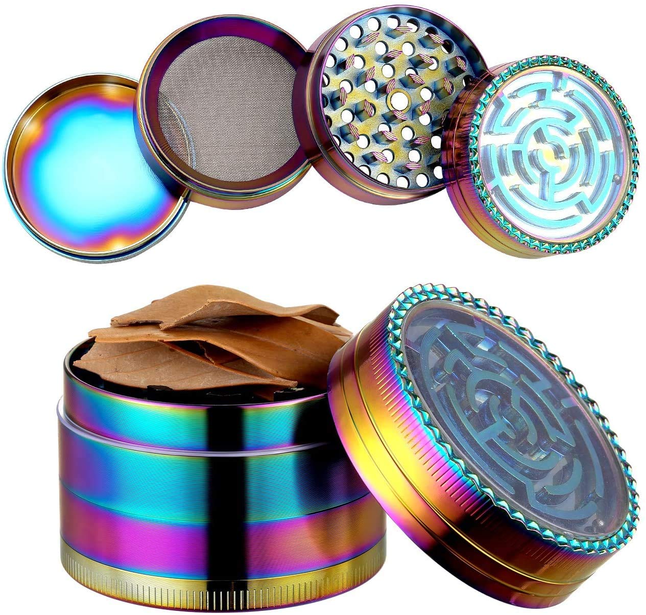 Grinder LIHAO 2 Pollici | Macinatore Spezie/Erbe | 4 Pezzi | Lega Di Zinco | Colorato