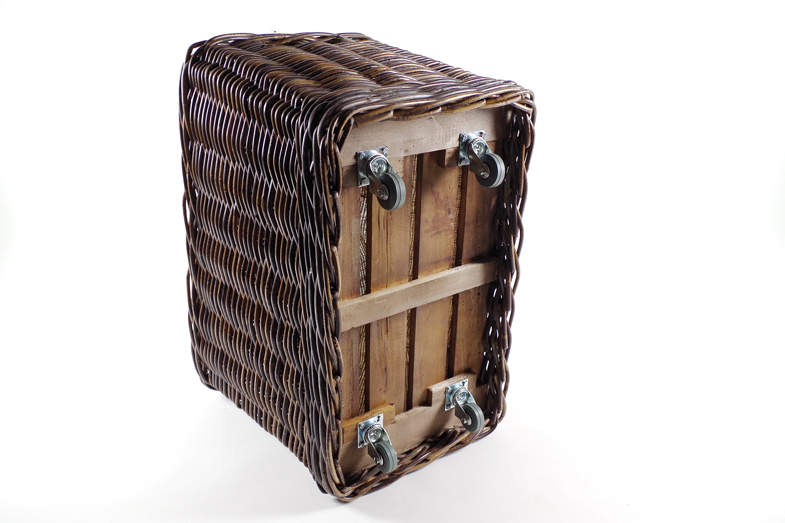 Kobolo Holzkorb für Kaminholz Kaminholzwagen mit Rollen aus Rattan
