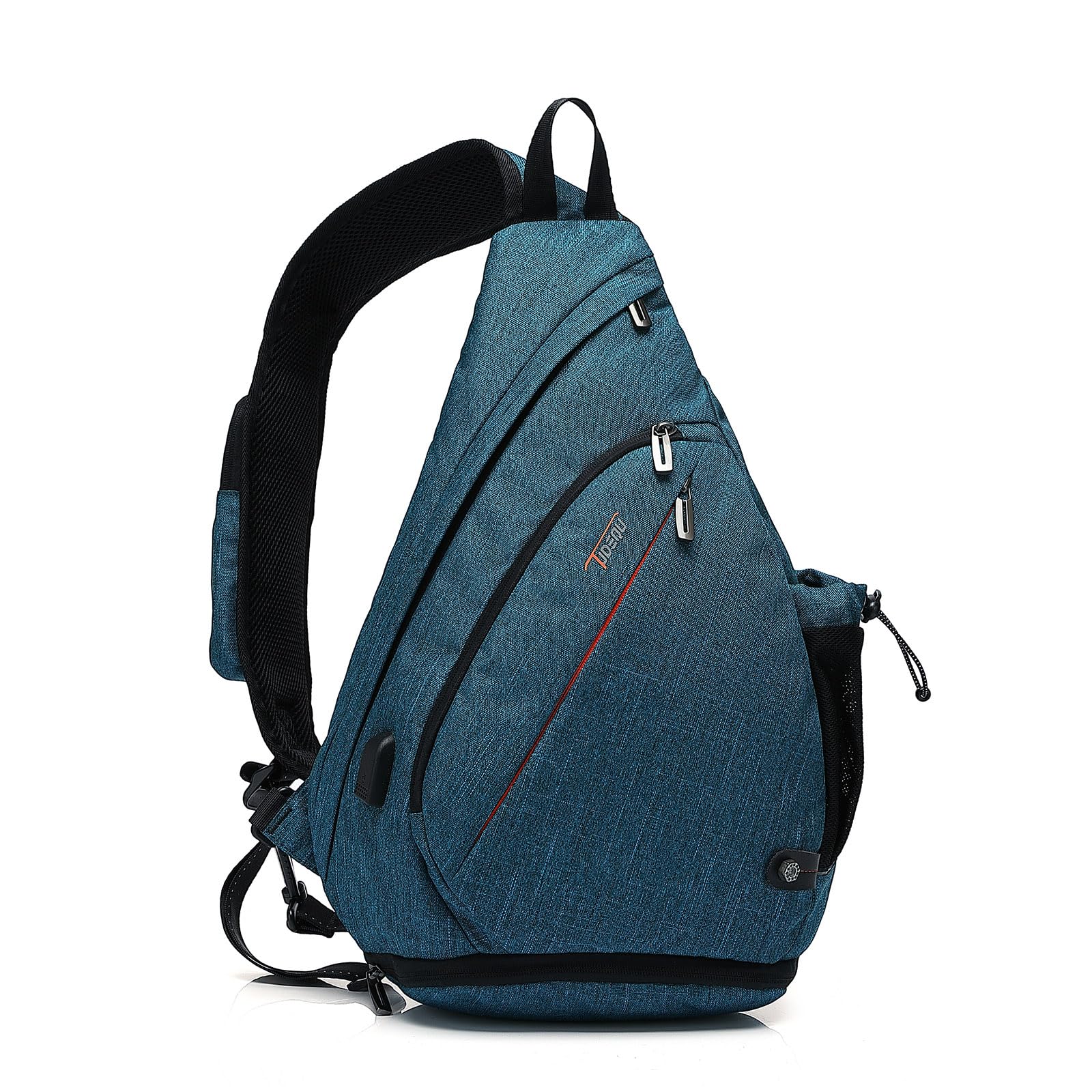 TUDEQU Sling Bags for Men,8 Pockets One Shoulder Backpack Large 19L,Crossbody,Single Strap,Black,Travel,Hiking,Women