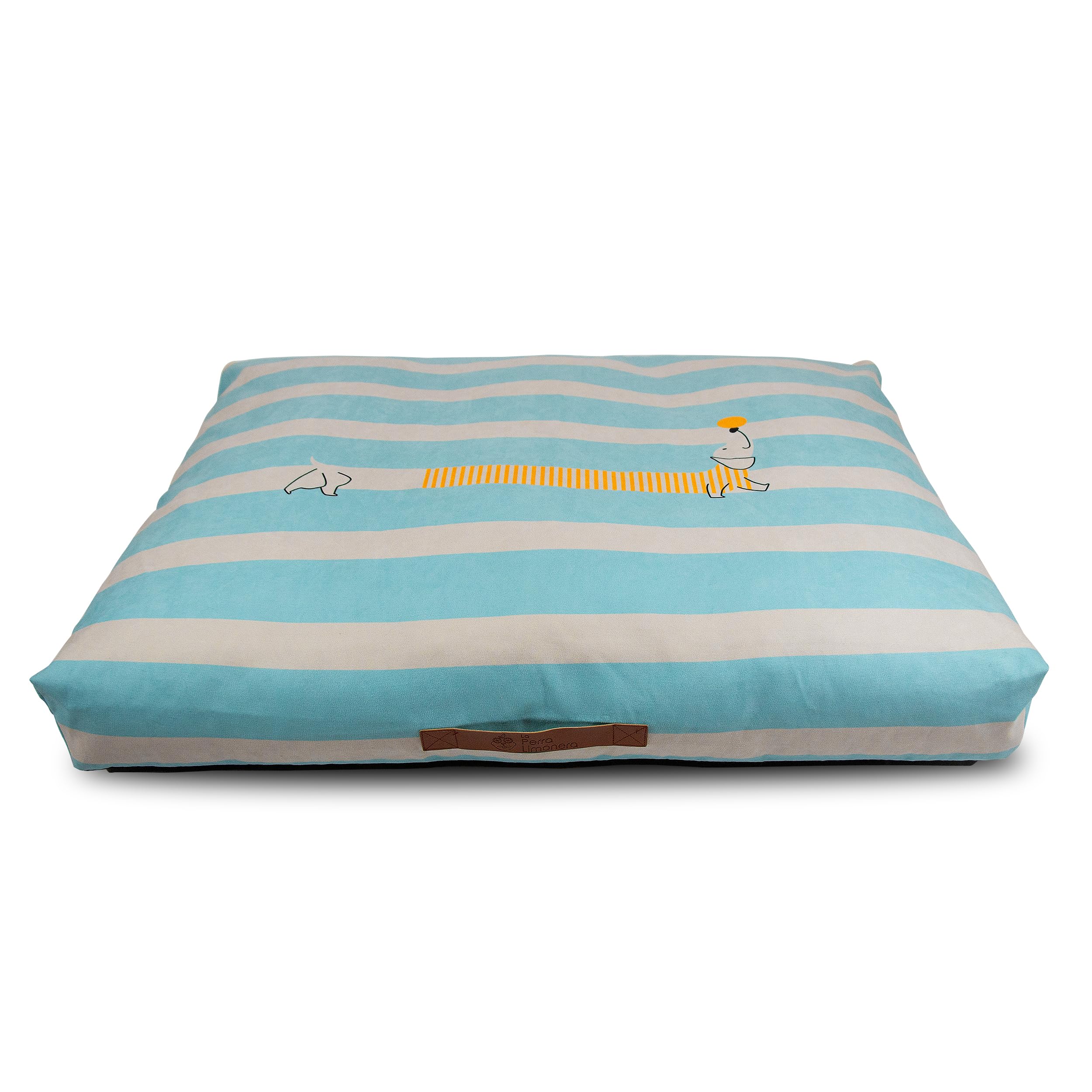 La Perra Limonera Cama para Perros 90x70x12cm, Cama Perros Medianos y Grandes. Impermeable, con Funda extraíble, Lavable a máquina, Antideslizante, colchón cojín Perro, asa de Cuero Vegano