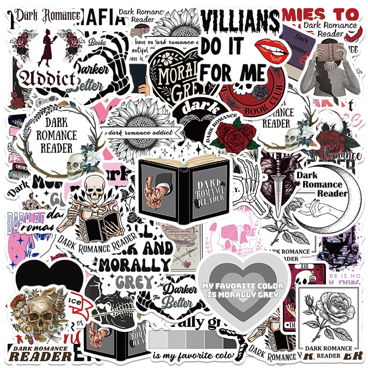 Epcdbbrt Mixed Colors 50 Sheets Of Dark Stickers, Scrapbook Stickers, Diy Sticker Decorations, Waterproof Self-Adhesive Stickers, Reusable Stickers