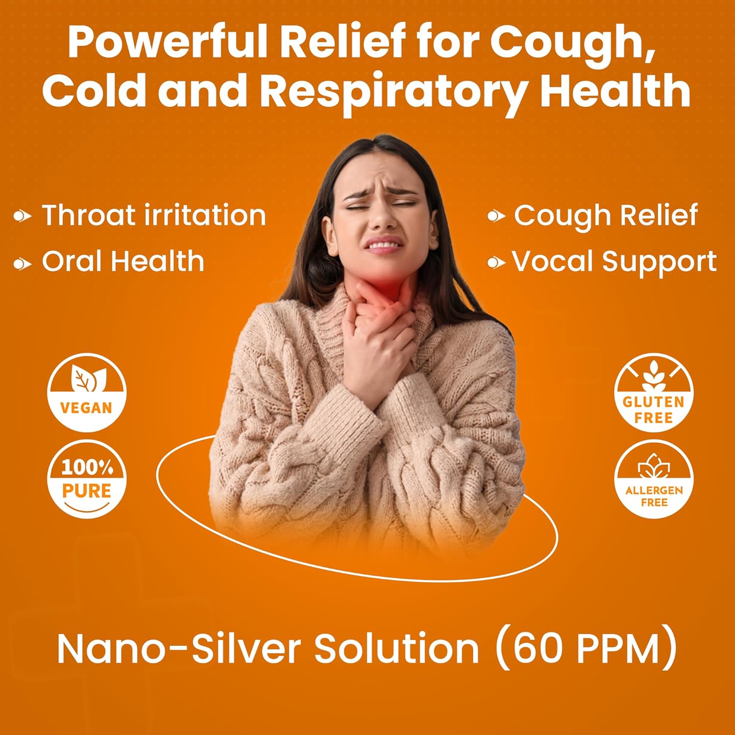 OPTIVIDA Nano Colloidal Silver Lozenges 60 PPM - Organic Cough Drops for Adults - Soothing Natural Honey Sore Throat Lozenges for Immune Support - Cold & Cough Relief Formula for Adults & Kids - 54ct