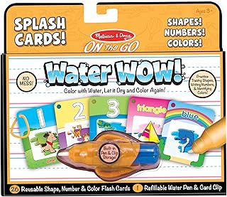 Melissa & Doug On the Go Water Wow! Reusable Water-Reveal Cards - Shapes, Numbers, Colors - Party Favors, Stocking Stuffers, Travel Toys For Toddlers, Mess Free Coloring Books For Kids Ages 3+