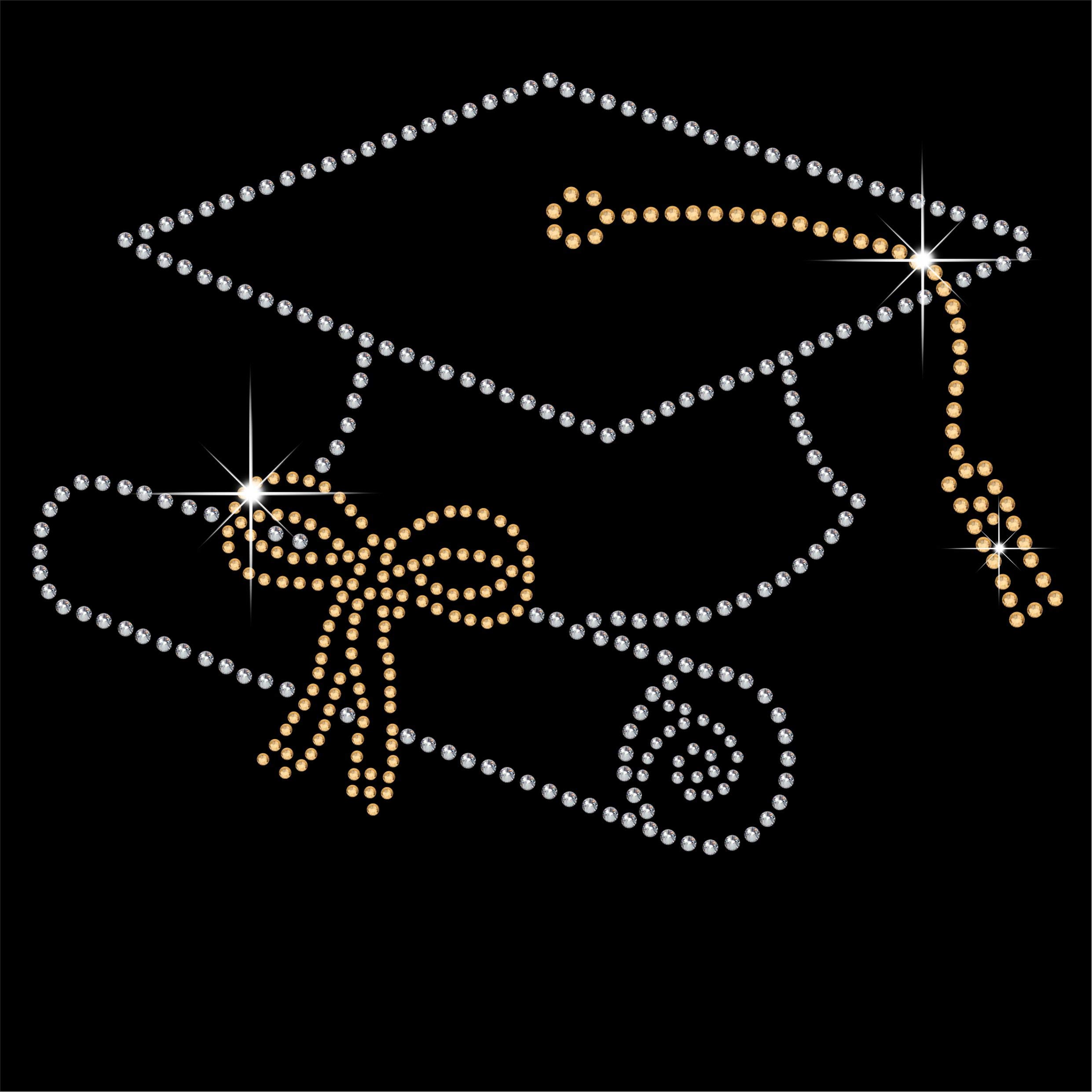 TShirt Showroom Graduation cap Rhinestone Diamante Hotfix Iron on Transfer Motif Applique