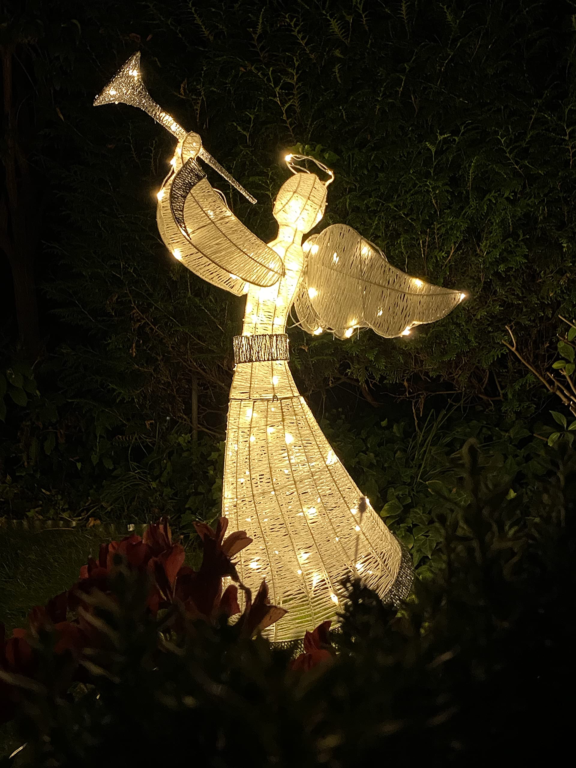 Relax Serie - Duży Aniołek LED, Dekoracyjna Figurka, Oświetlenie Bożonarodzeniowe, 130 cm, Ciepłe Białe Diody, 24 V z Timerem, IP44, Do Użytku Zewnętrznego i Wewnętrznego