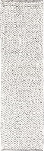 Miniatura 2 de SAFAVIEH Natura Collection Alfombra de pasillo, 2 pies 3 pulgadas x 8 pies, marfil y gris claro, lana hecha a mano, ideal para zonas de alto tráfico