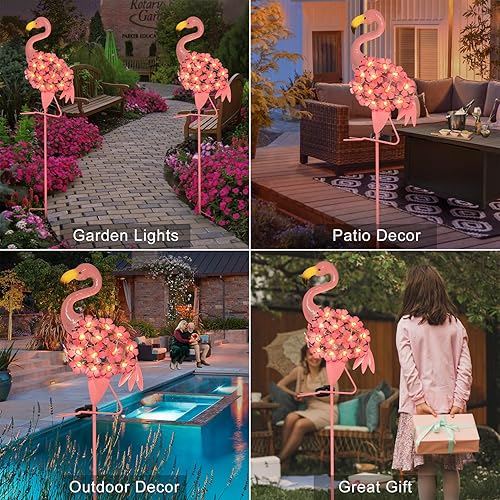 Miniatura 3 de Homeimpro Luces solares de jardín, flamenco, decoración de patio, regalos para mujeres, decoración al aire libre, luces de estaca, impermeables,