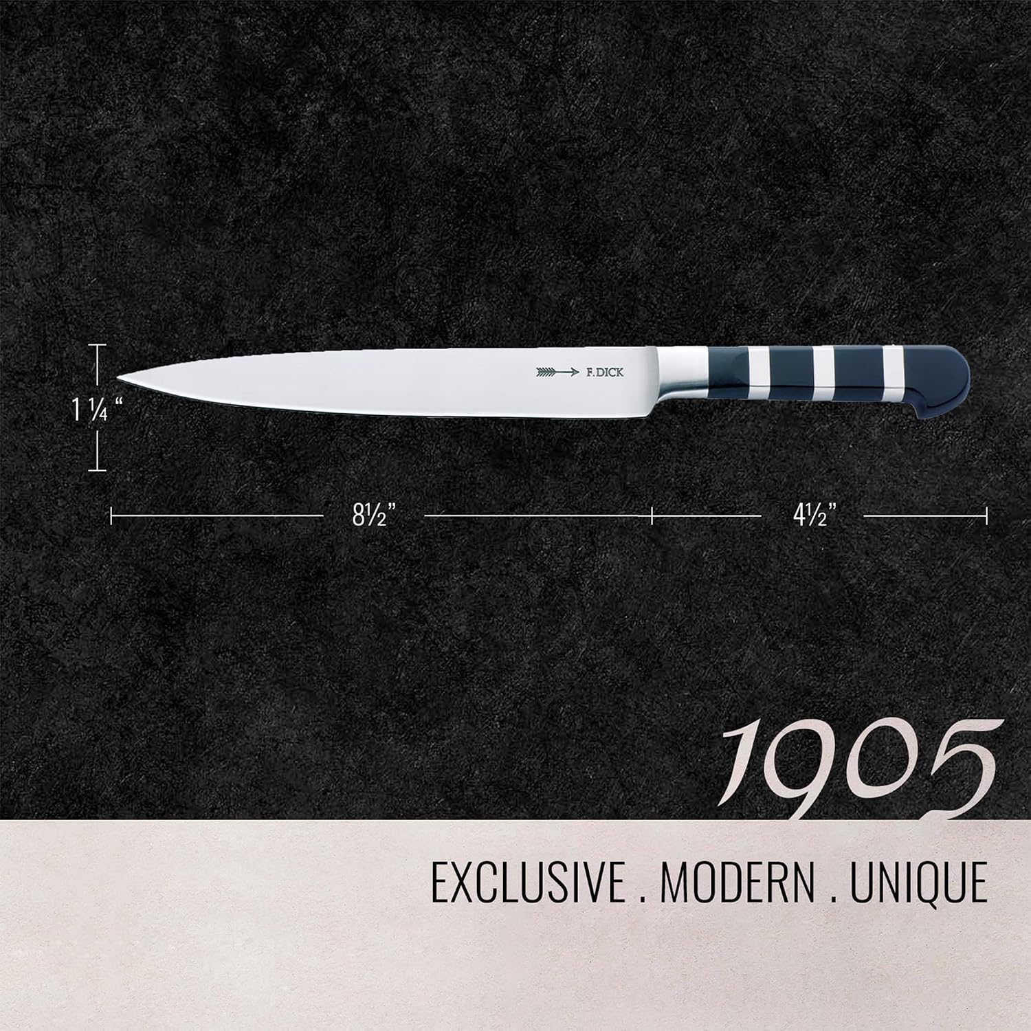 F. DICK – 1905 Carving Knife - Kitchen knife with 8.3" blade & 56 HRC - Ideal for cutting meat - Brisket knife - Stainless steel - Ultra sharp - Ergonomic handle - High carbon