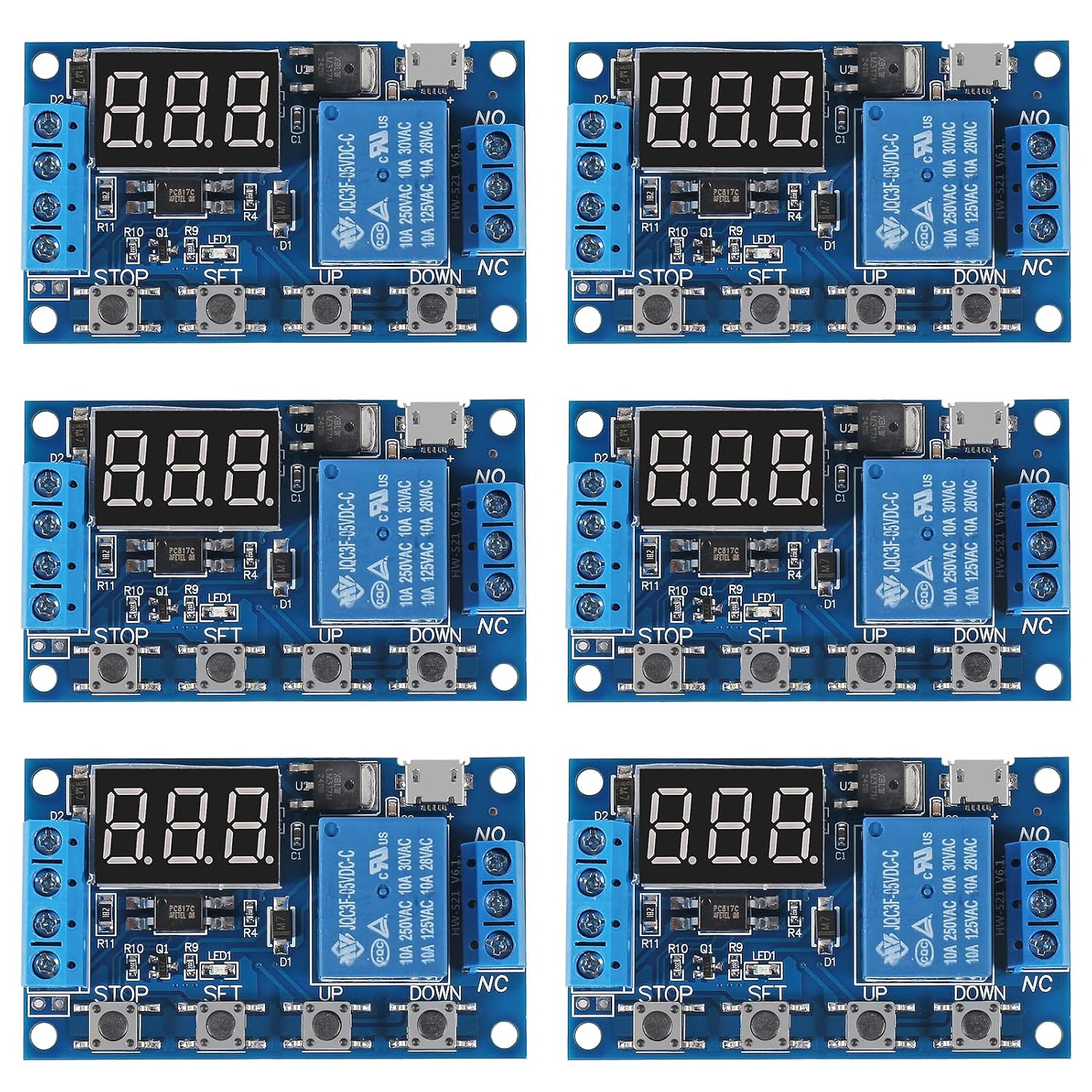 6pcs DC 6-30V Timer Relay Programmable Delay Relay Module Cycle Timer with LCD Display / 5V Micro USB, Smart Home Controller